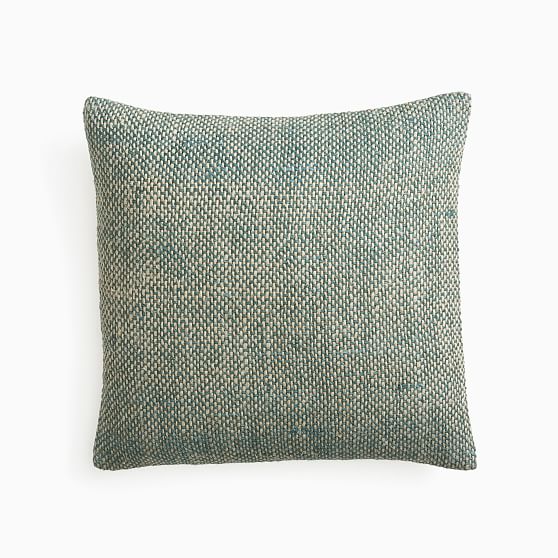 Handwoven Light Silver Pine Linen and Cotton Pillow Cover