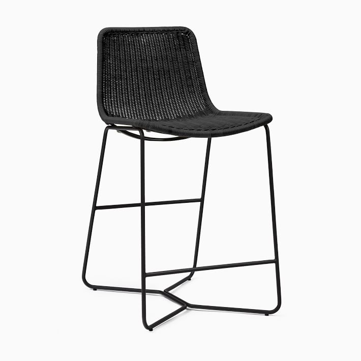 Open Box: Slope Outdoor Counter Stool, All Weather Wicker, Charcoal