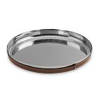Nambe Tahoe Stainless Steel &amp; Leather Bar Tray