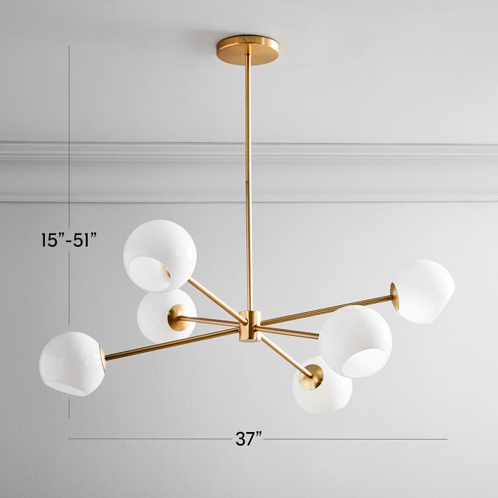 Staggered Glass 6 Light Chandelier 37 Milk West Elm