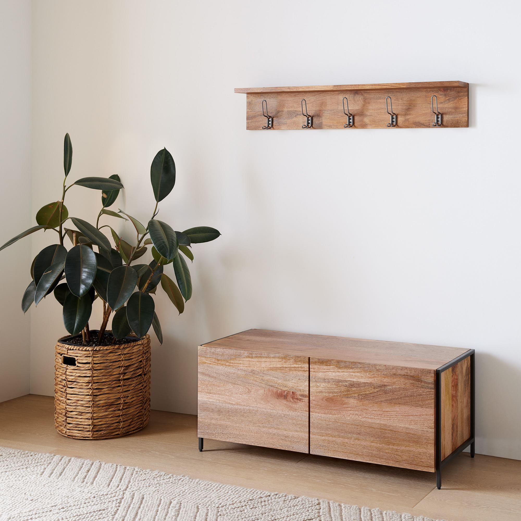 Industrial Storage Bench & Shelf Set | West Elm