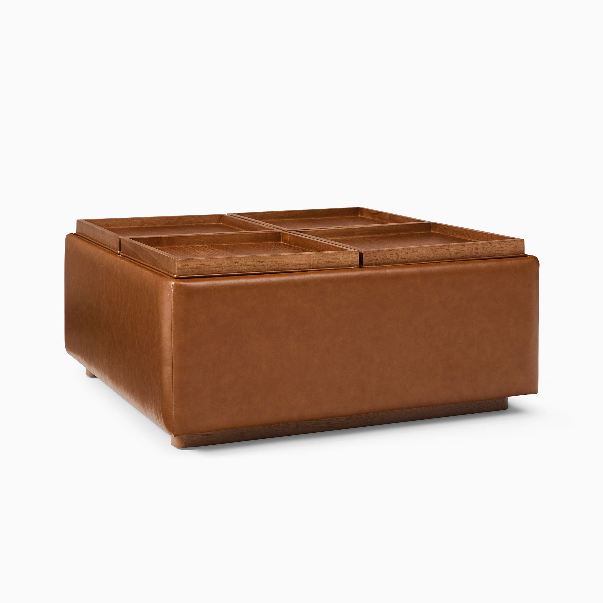 Bowman Leather Storage Ottoman | West Elm