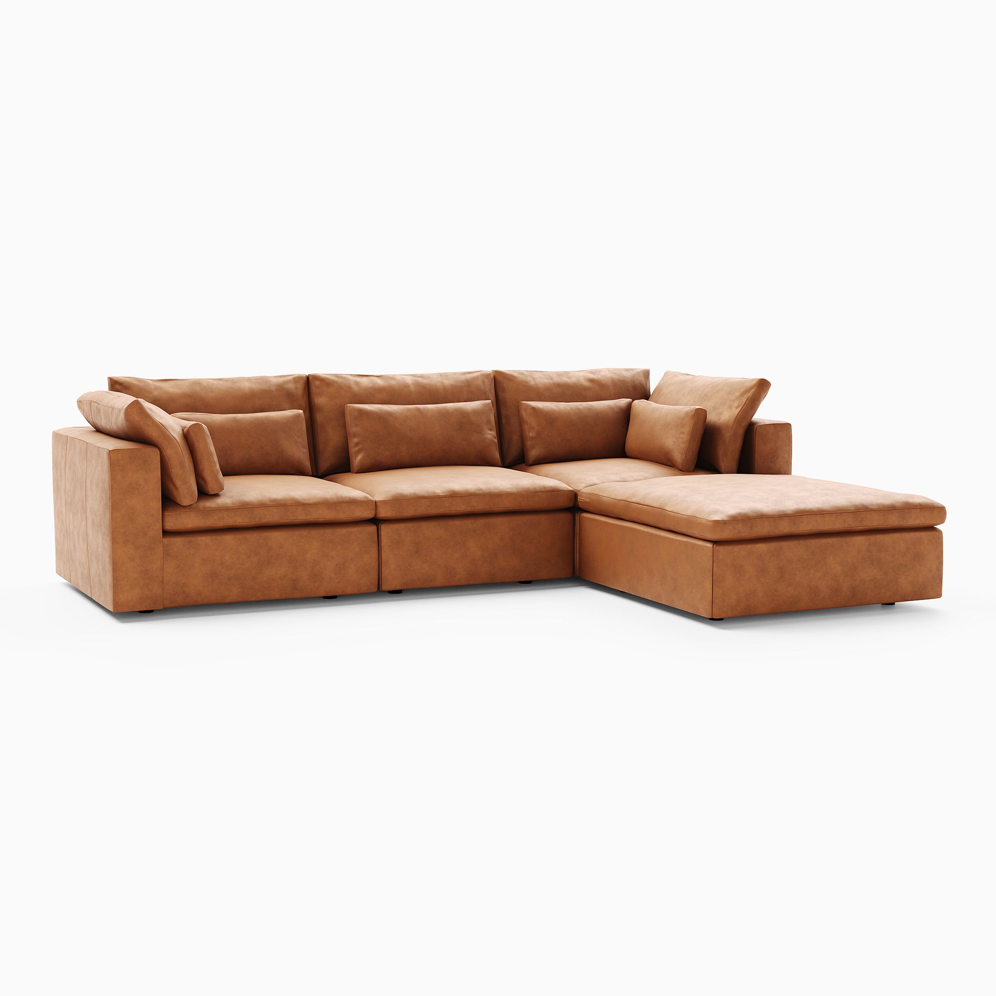 Harmony Modular Leather 4-Piece Ottoman Sectional (120") | West Elm