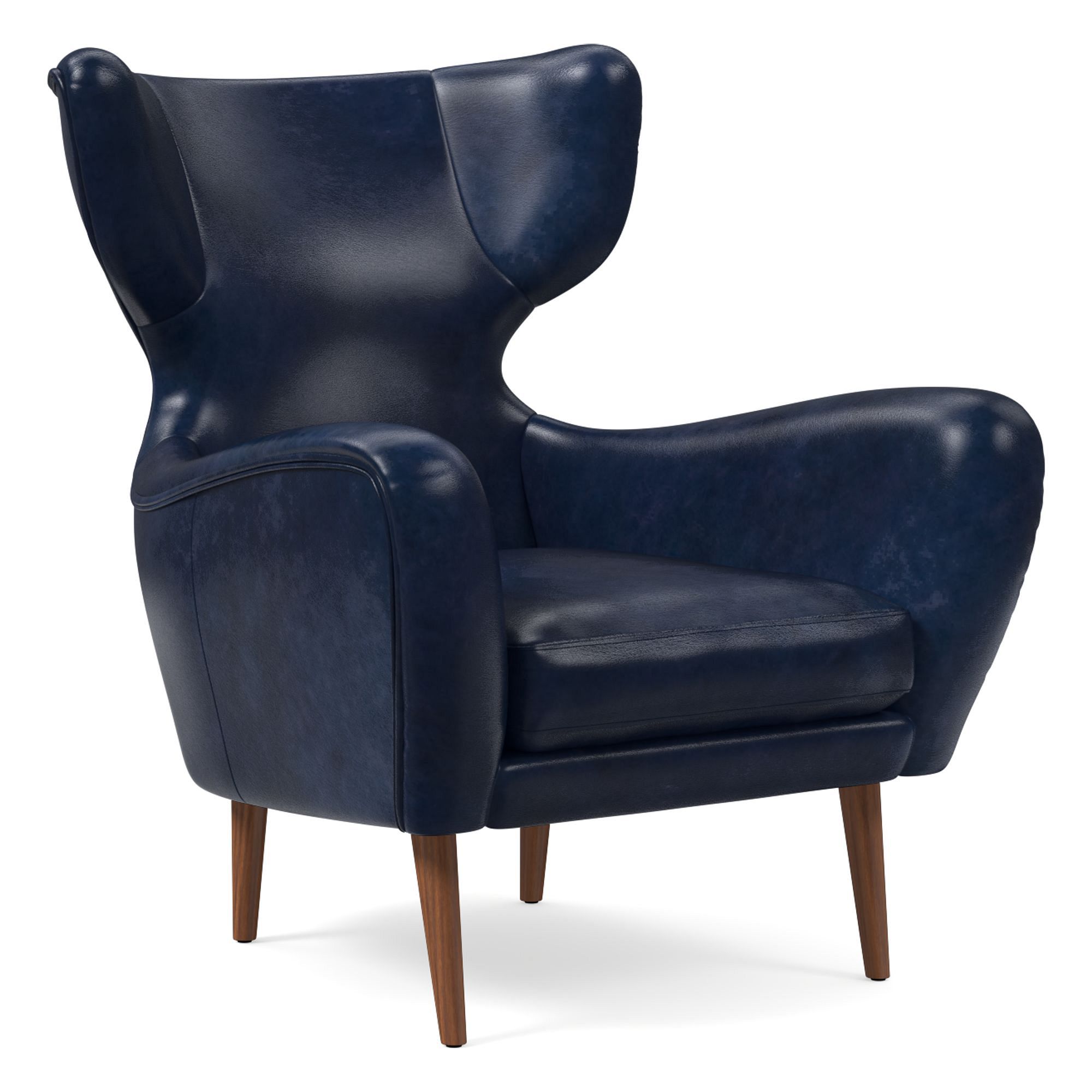 Lucia Leather Wing Chair - Wood Legs | West Elm