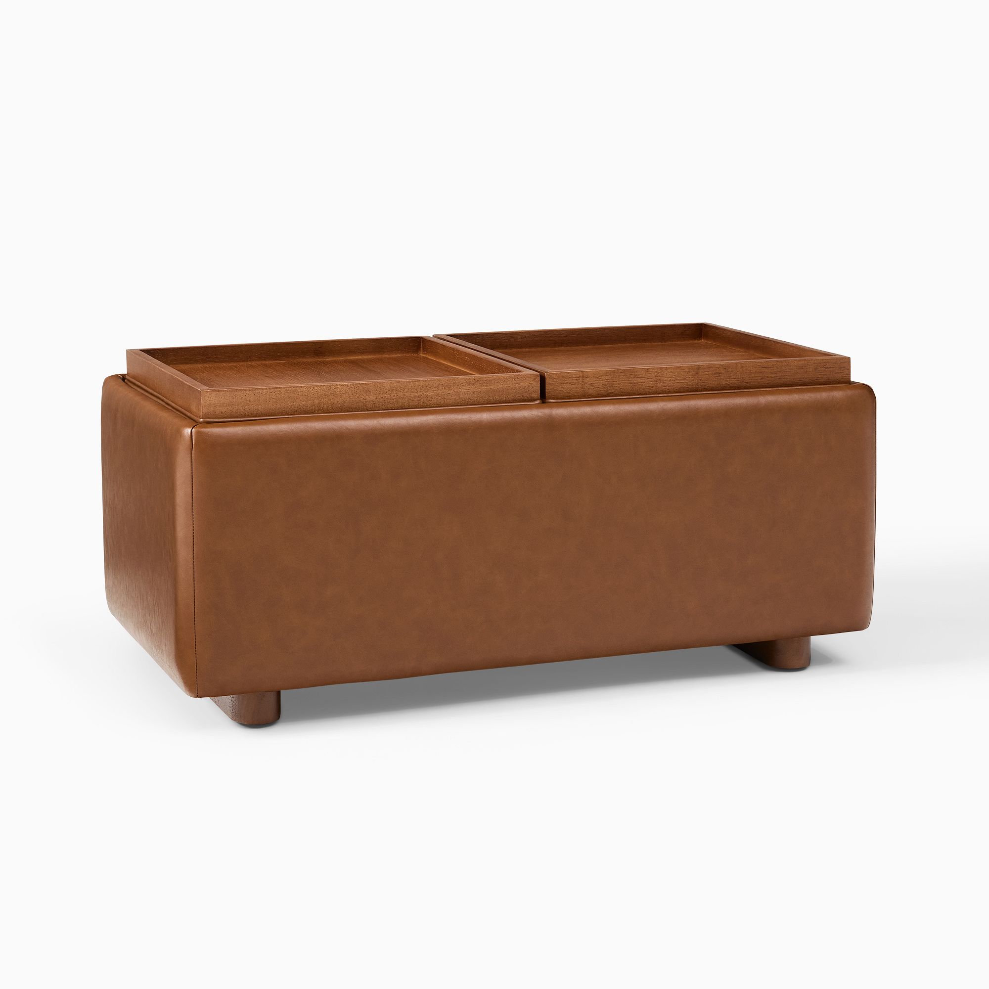 Bowman Leather Storage Ottoman | West Elm