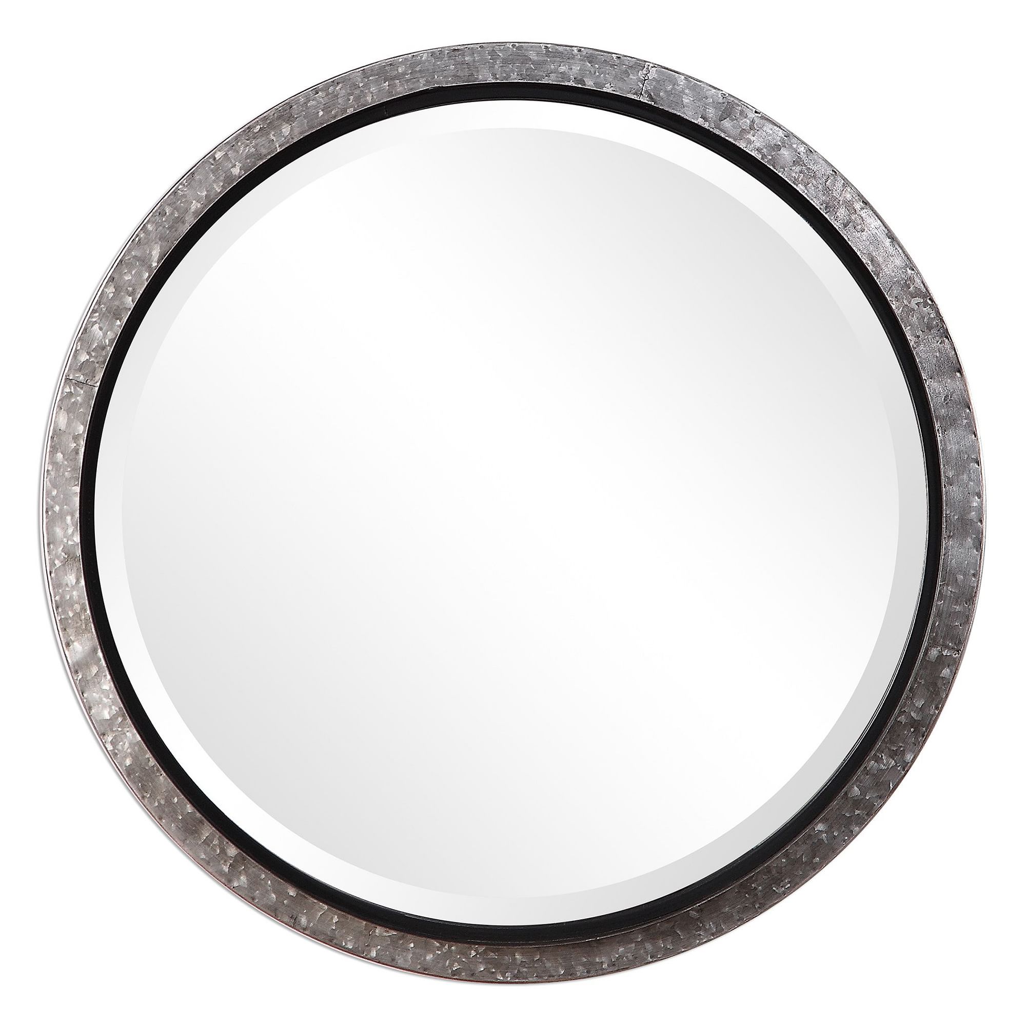 Textured Gray Round Metal Mirror | West Elm