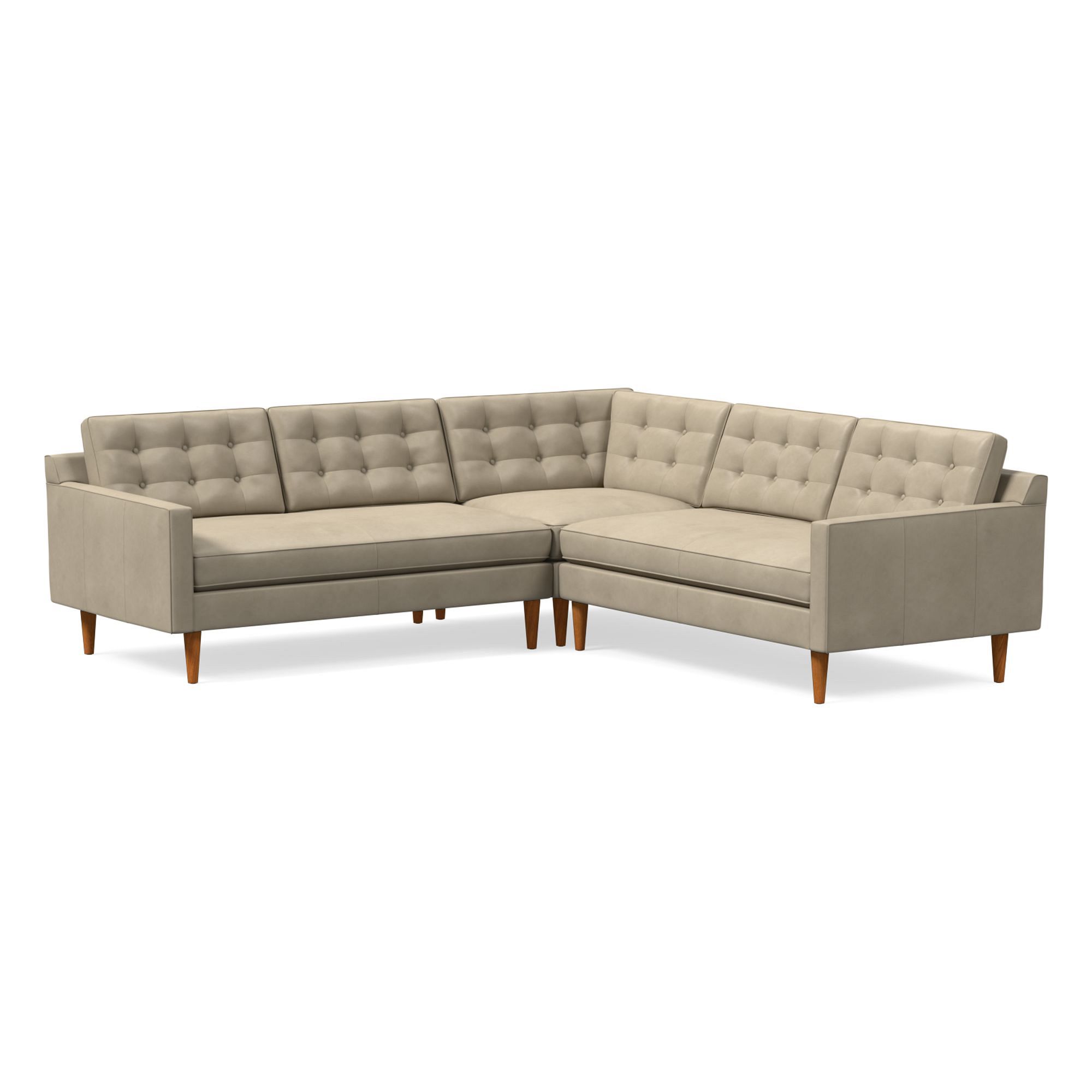 Drake Leather 3-Piece L-Shaped Sectional (100") | West Elm