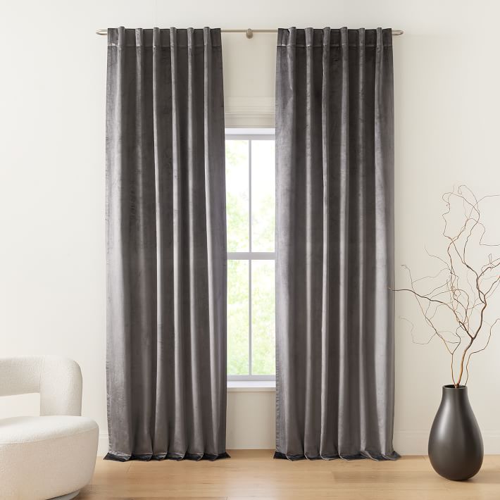 Open Box: Luster Velvet Curtain - Slate