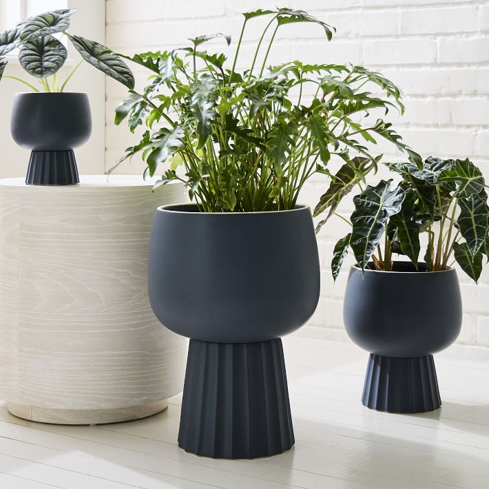 Marta Ceramic Planters - Small Floor - 13"D x 18"H (indigo)