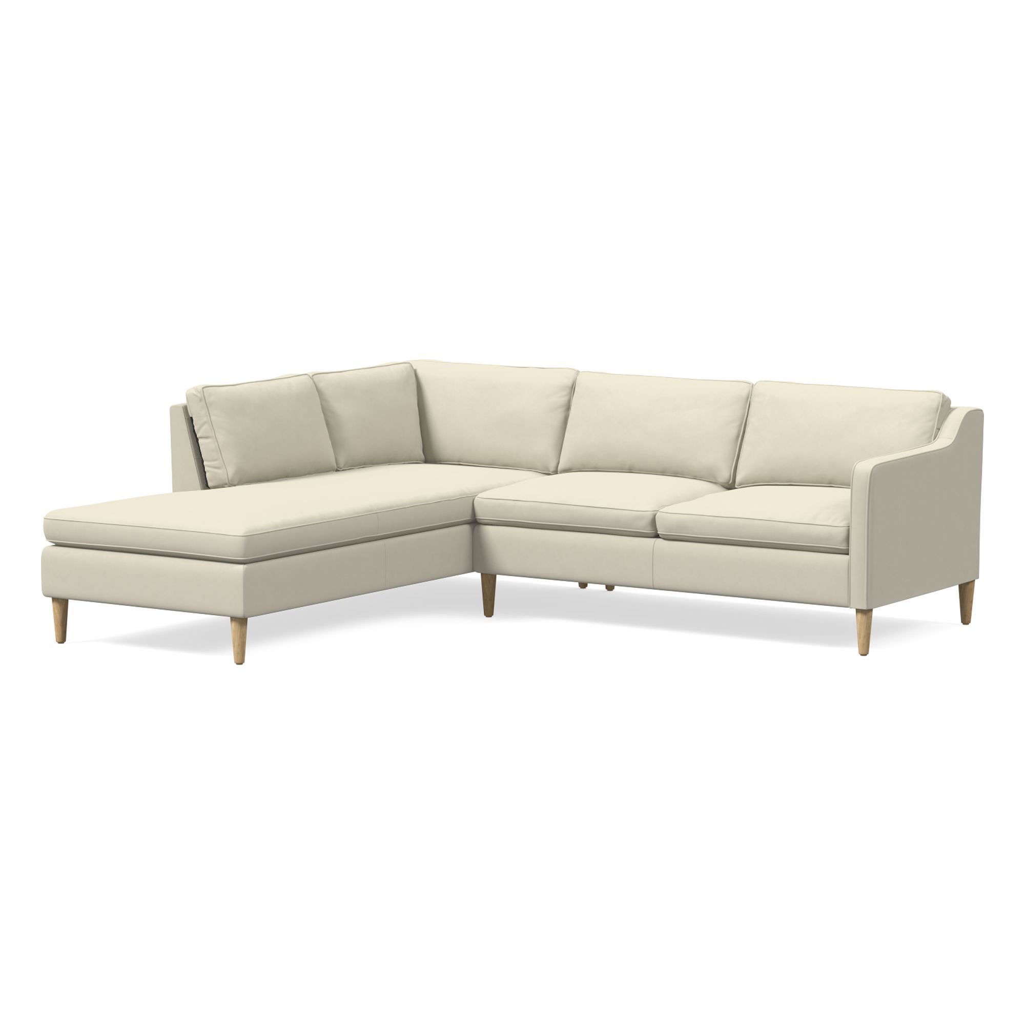 Hamilton Leather 2-Piece Bumper Chaise Sectional (88"–98") | West Elm