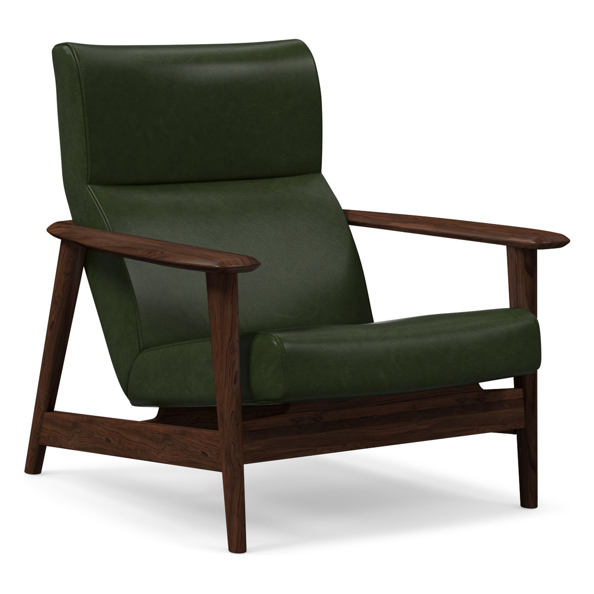 Mid-Century Show Wood High-Back Leather Chair | West Elm