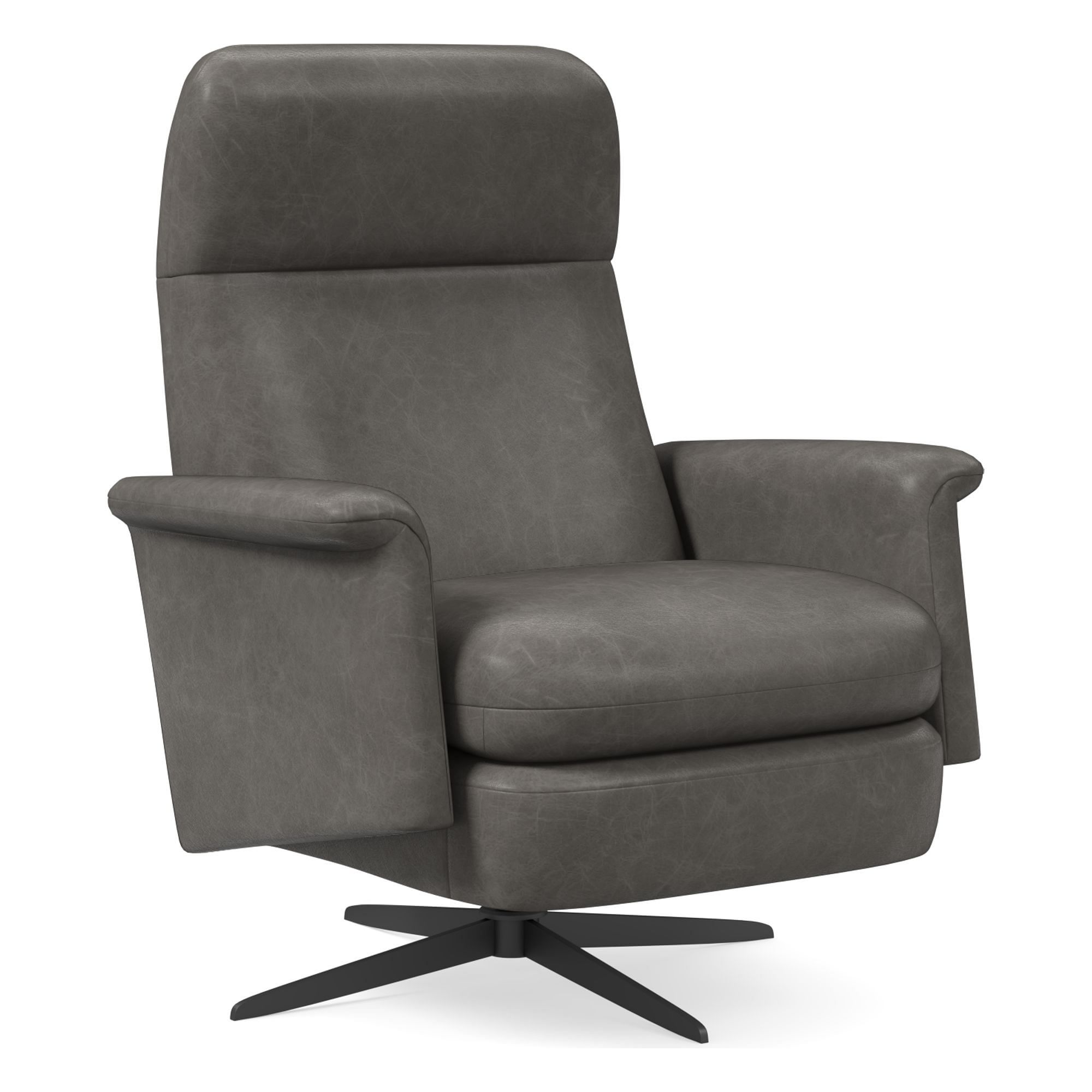 Crescent Leather Swivel Recliner | West Elm