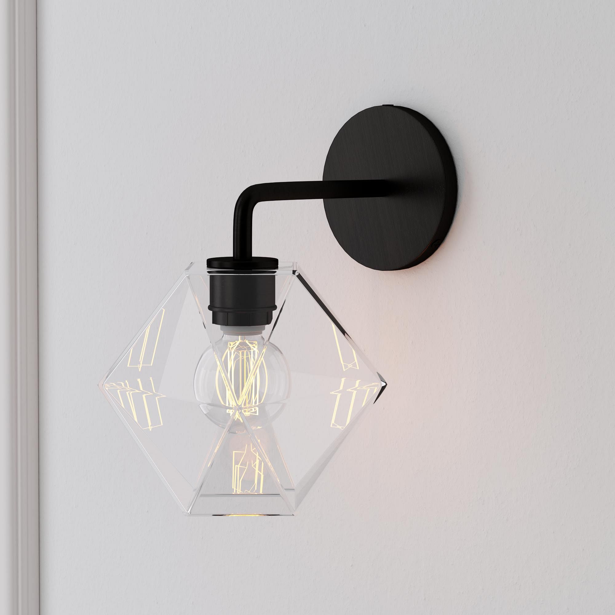 Sculptural Glass Faceted Wall Sconce - Small | West Elm