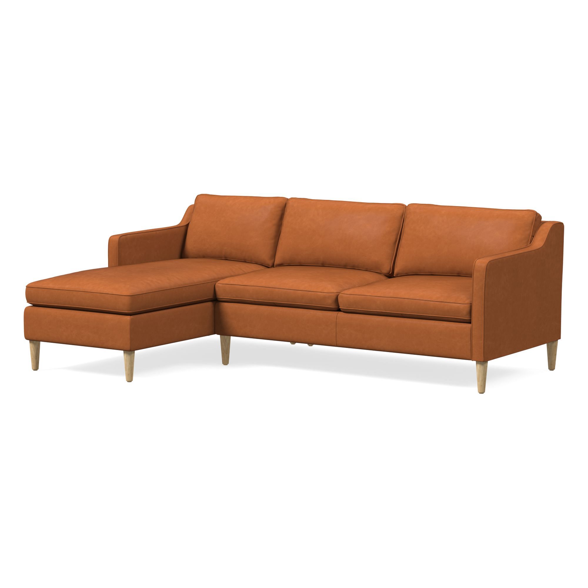 Hamilton Leather 2-Piece Chaise Sectional (83"–93") | West Elm