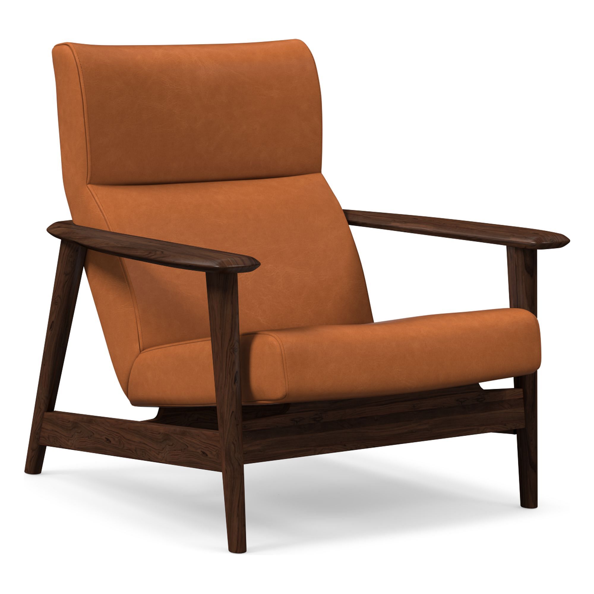 Mid-Century Show Wood High-Back Leather Chair | West Elm