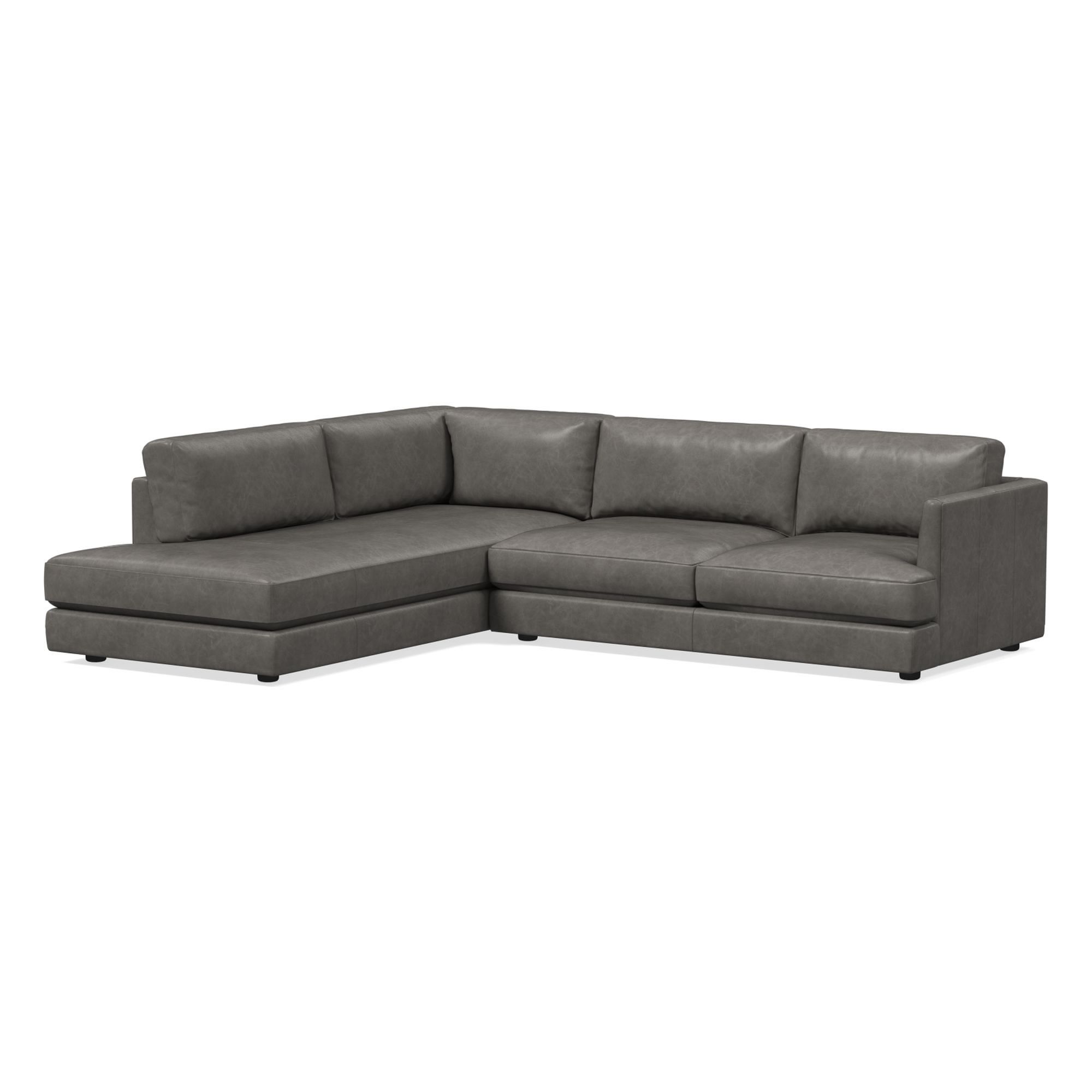 Haven Leather 2-Piece Bumper Chaise Sectional (108") | West Elm