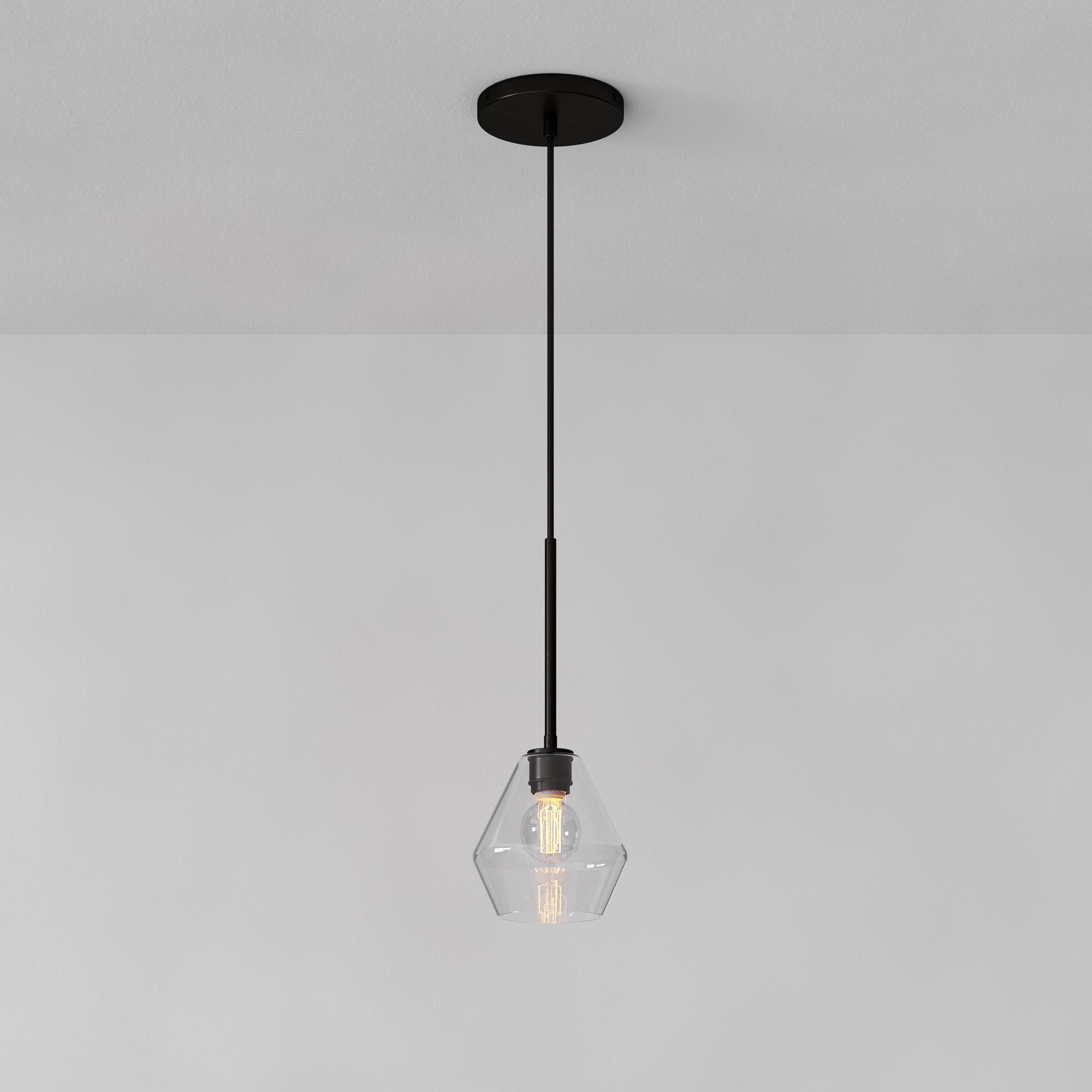 Sculptural Glass Geo Pendant Light - Large (Clear) | West Elm