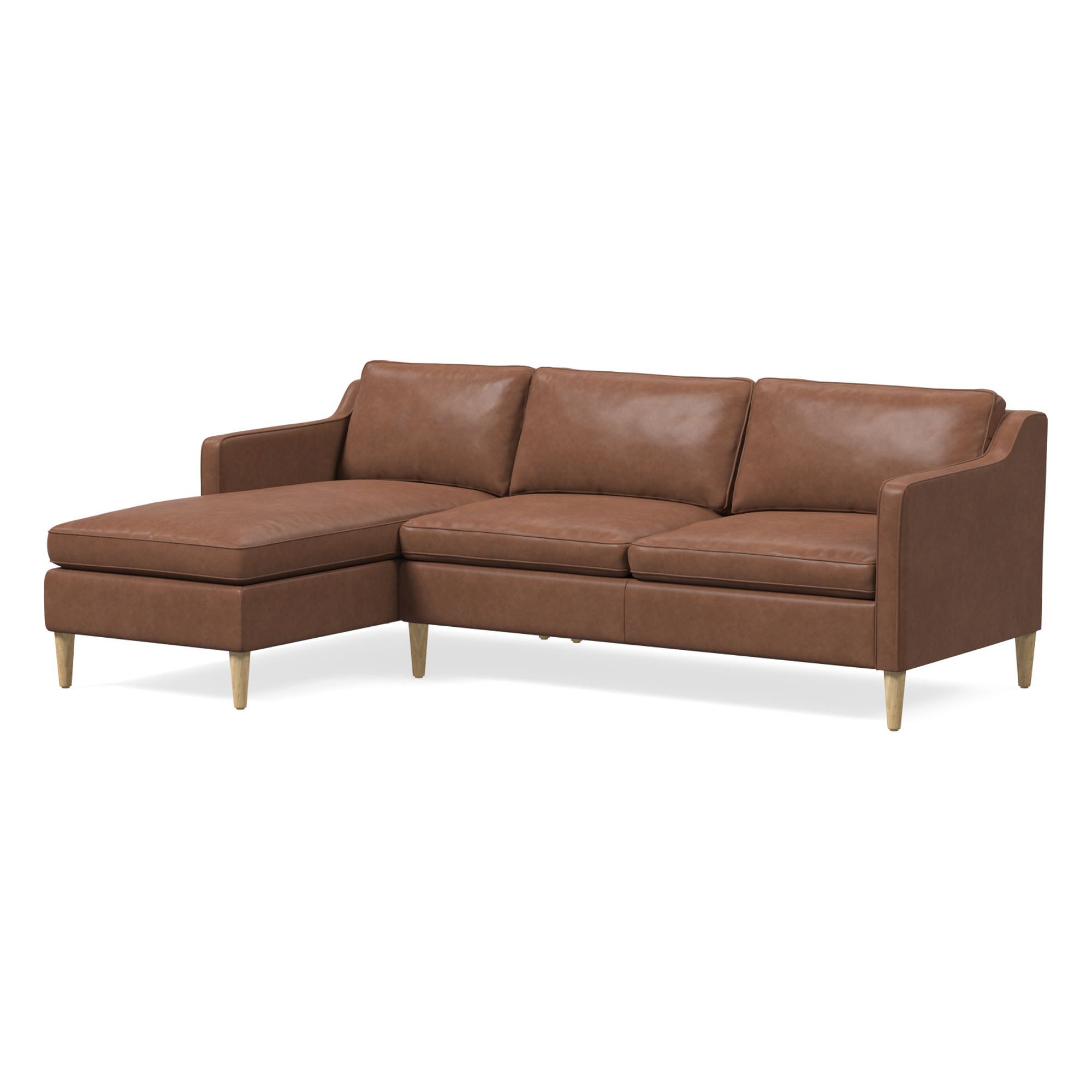 Hamilton Leather 2-Piece Chaise Sectional (83"–93") | West Elm