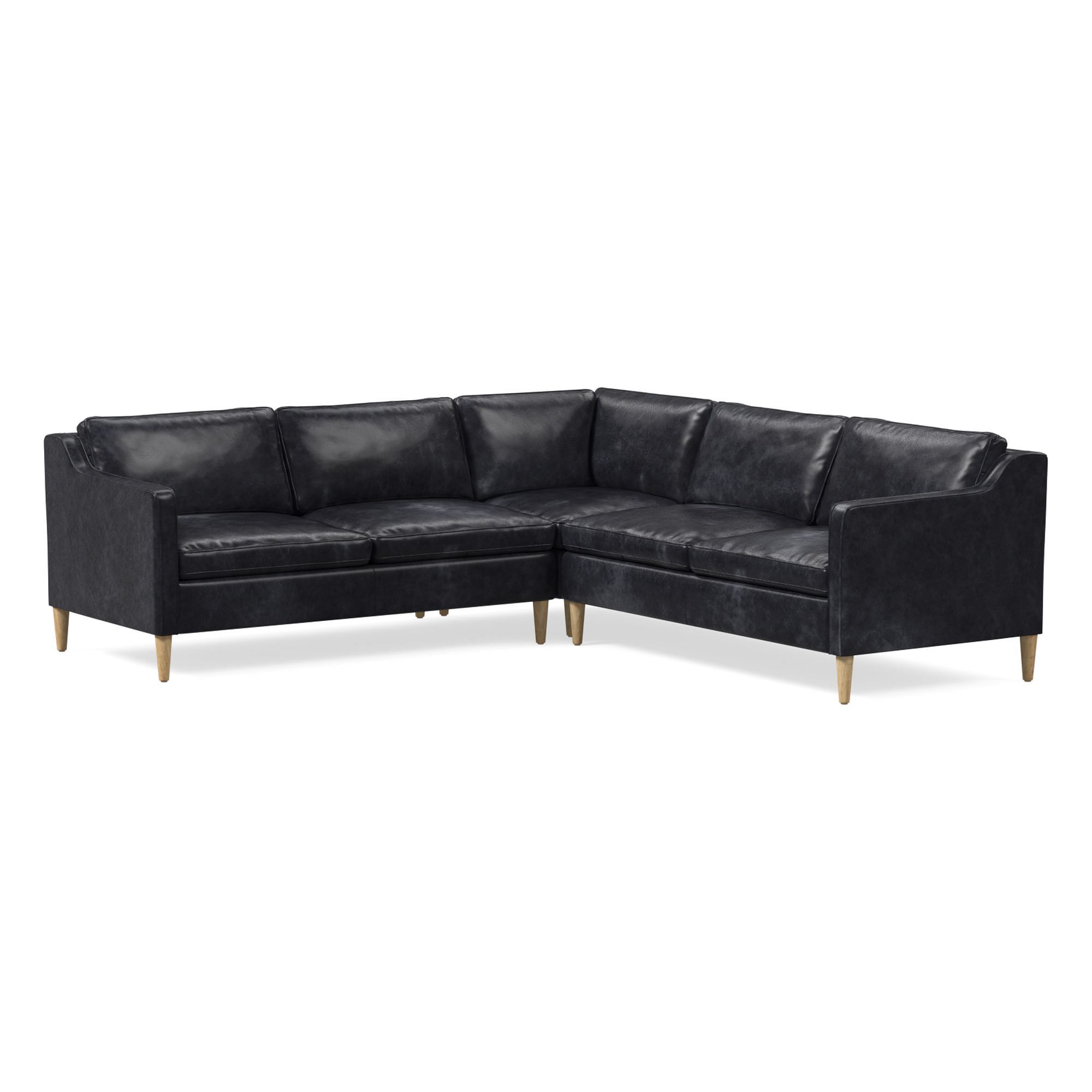 Hamilton Leather 3-Piece L-Shaped Sectional (88"–98") | West Elm