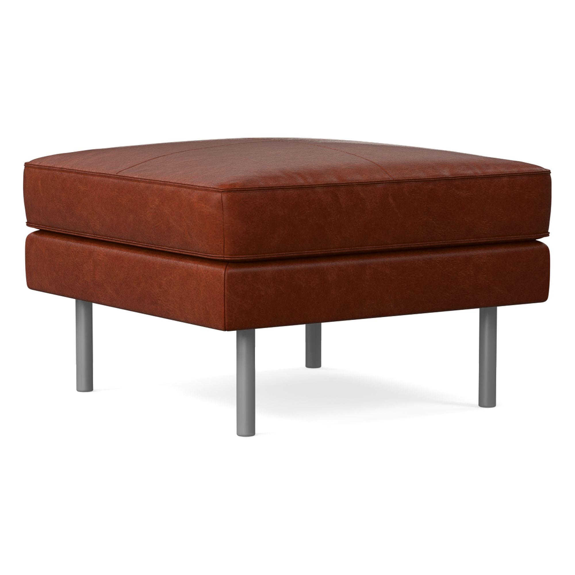 Axel Leather Ottoman | West Elm