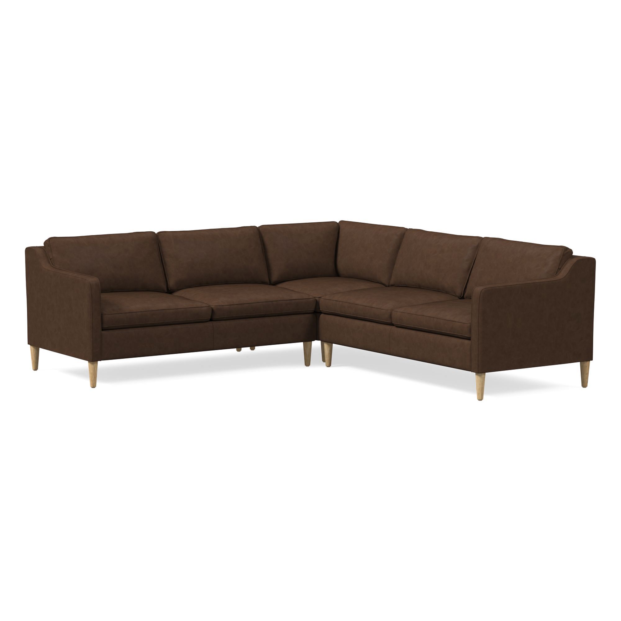 Hamilton Leather 3-Piece L-Shaped Sectional (88"–98") | West Elm