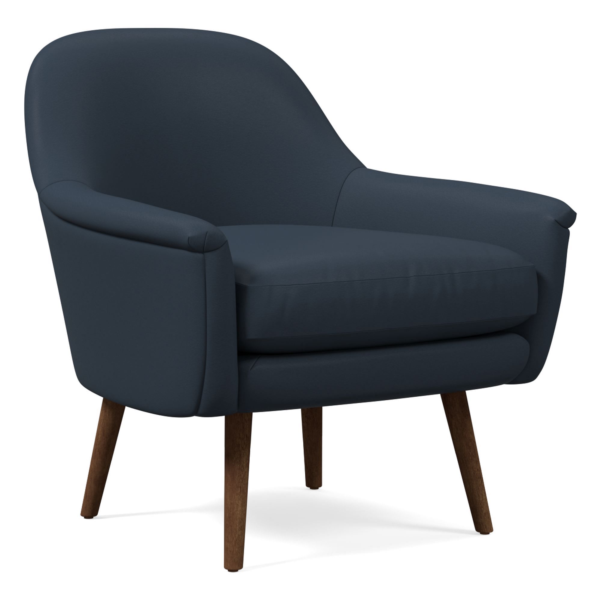 Phoebe Midcentury Chair, Poly, Halo Leather, Banker, Pecan