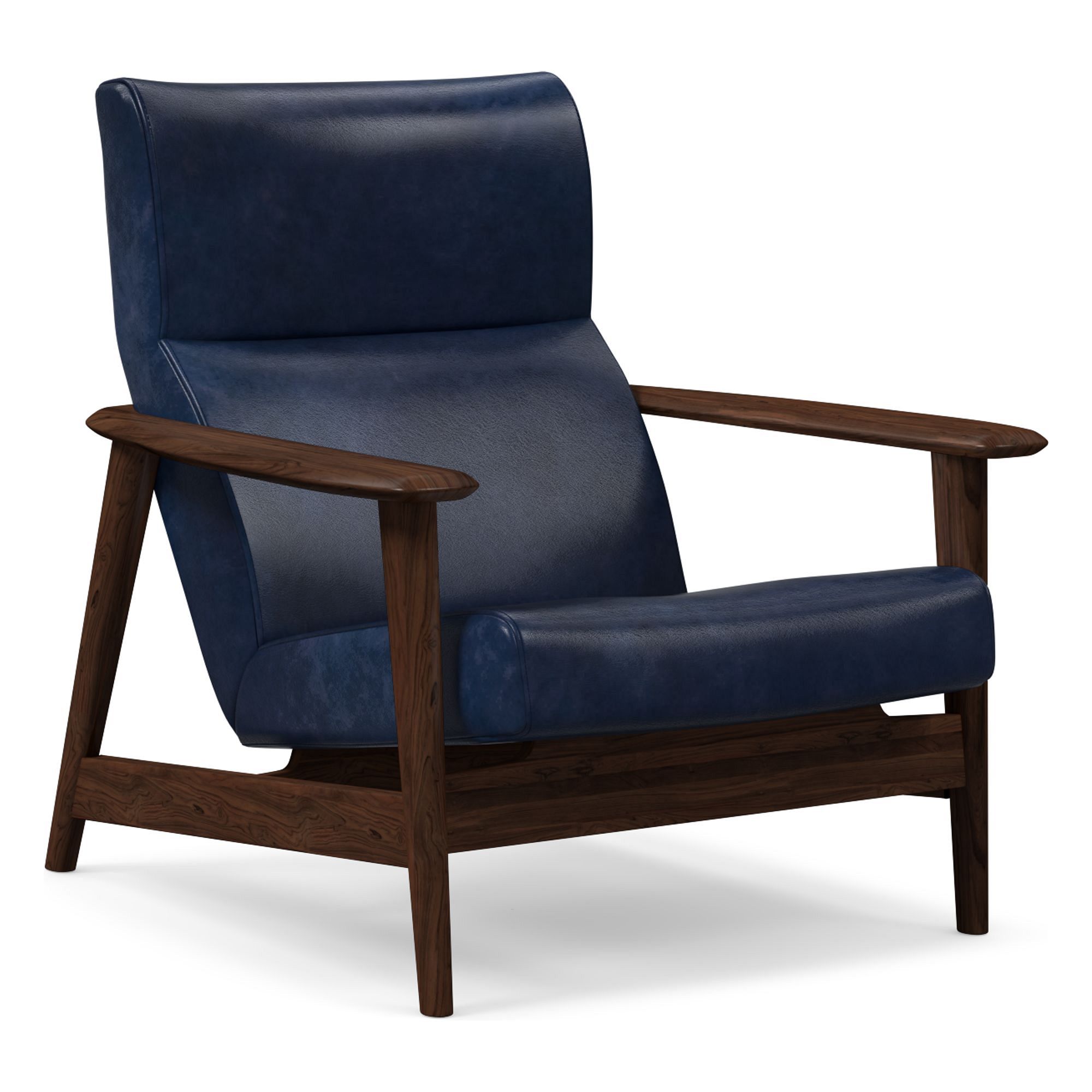 Mid-Century Show Wood High-Back Leather Chair | West Elm