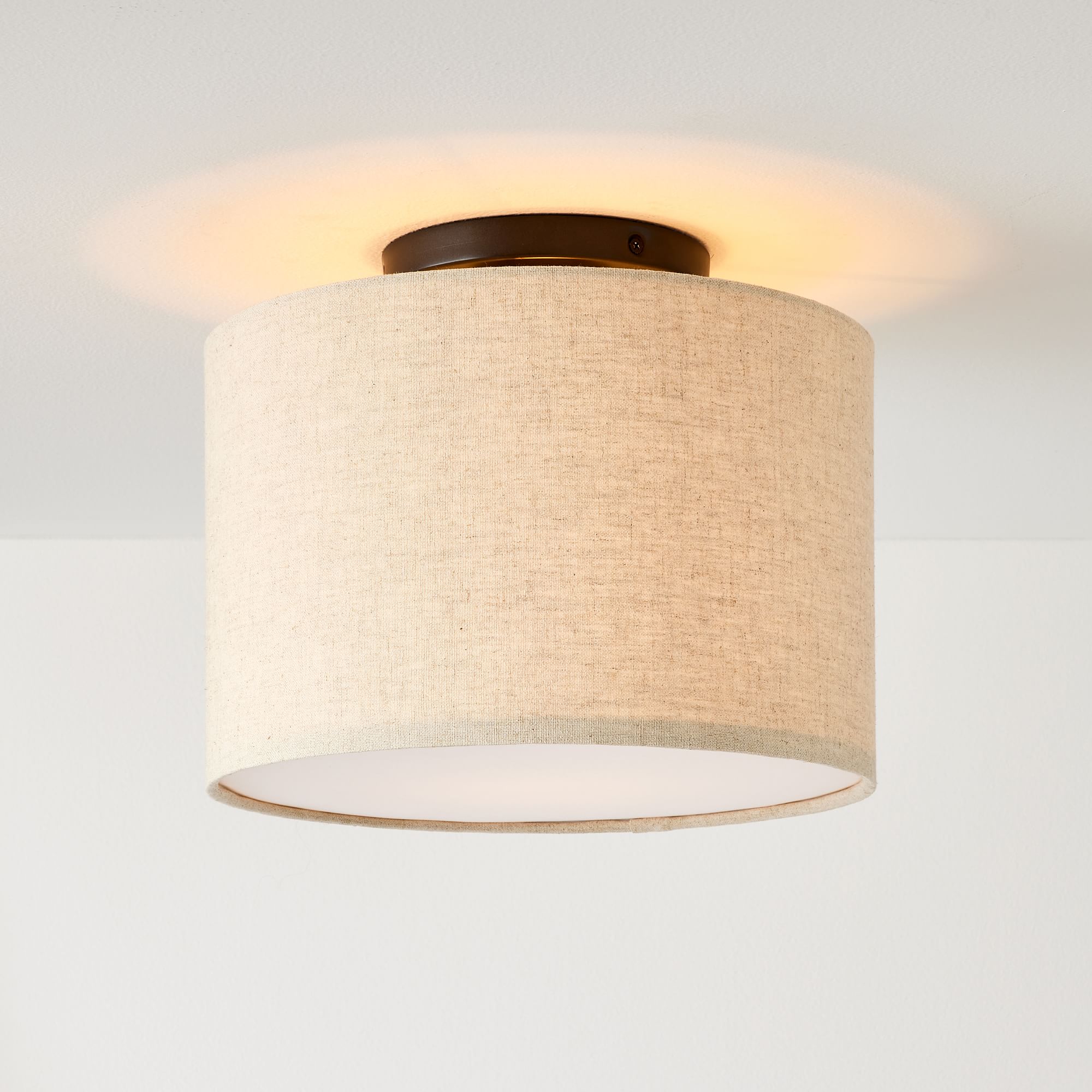 Fabric Shade Flush Mount Lighting - Drum | West Elm