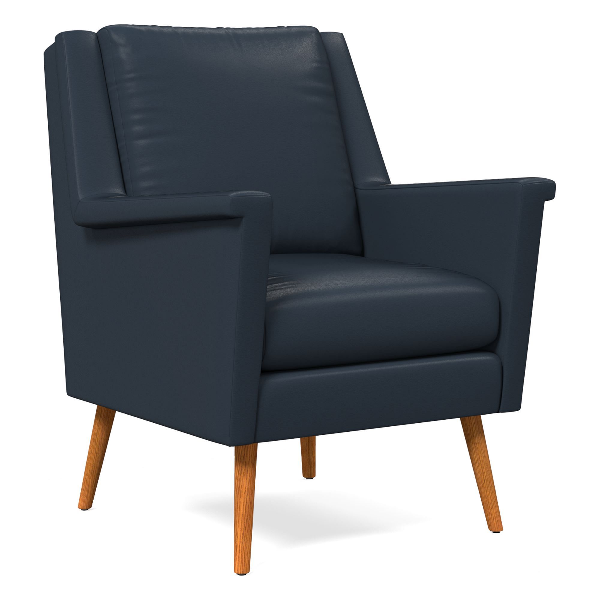 Carlo Leather Mid-Century Chair - Wood Legs | West Elm