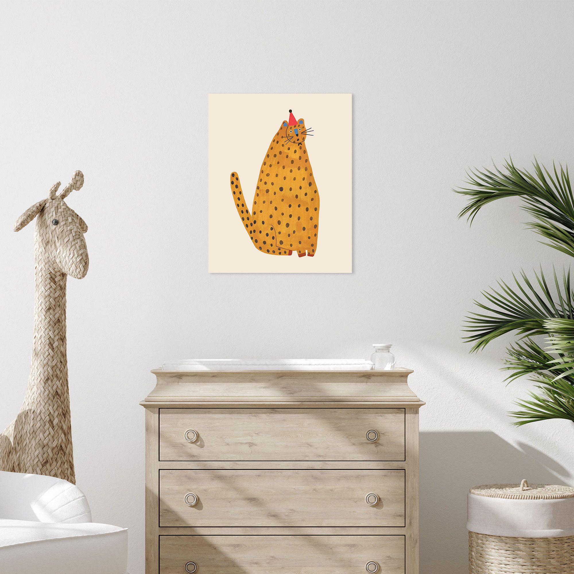 Birthday Hat Cat Canvas Wall Art | West Elm