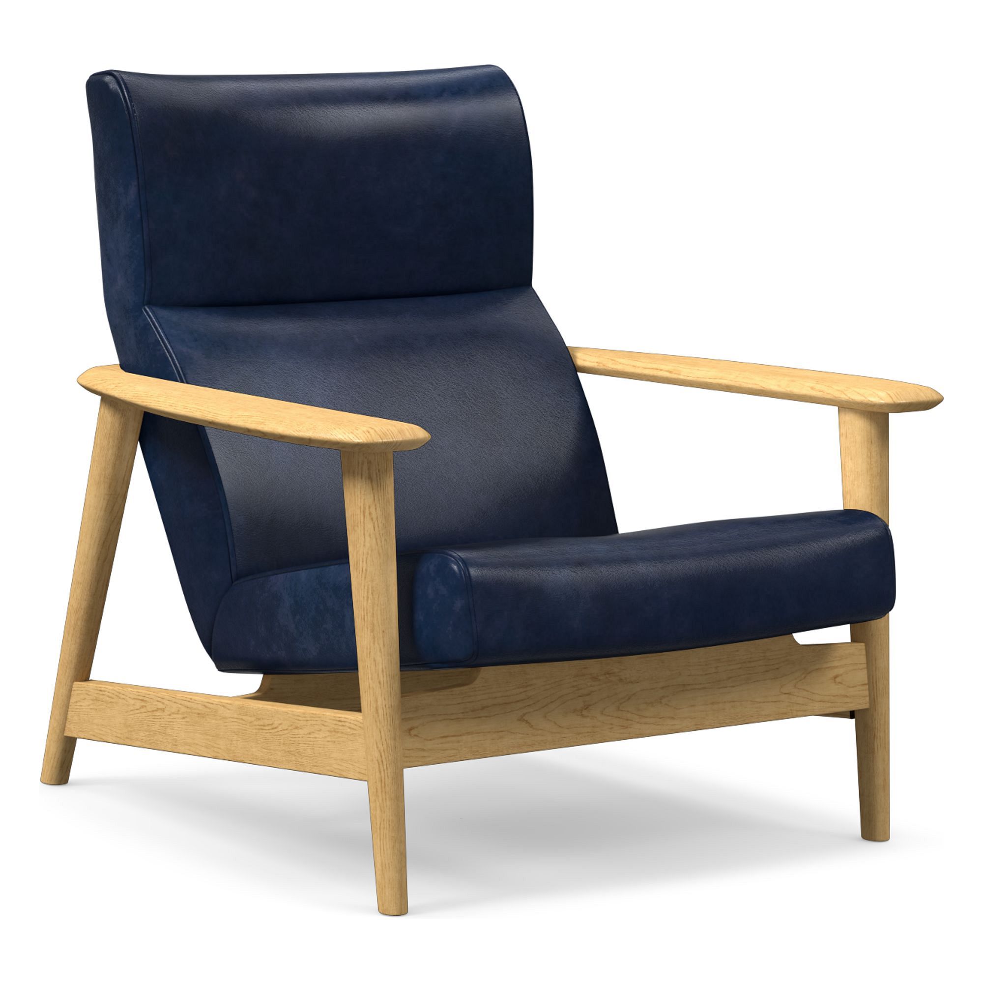 Mid-Century Show Wood High-Back Leather Chair | West Elm