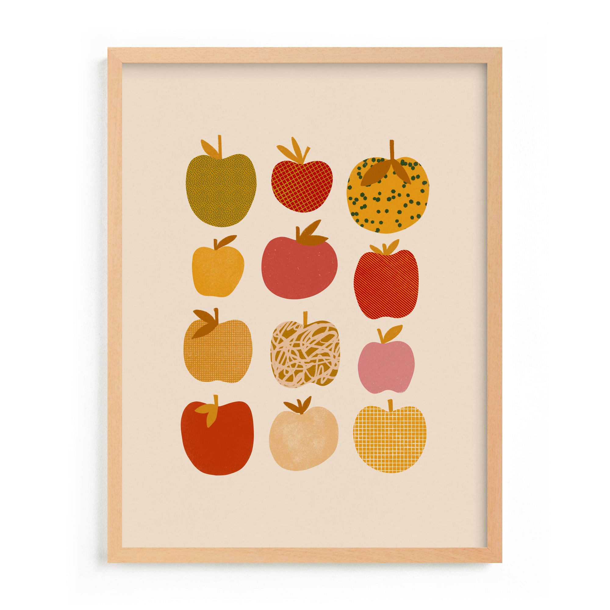 Apples, Natural Wood Frame, Full Bleed Print, 11x14