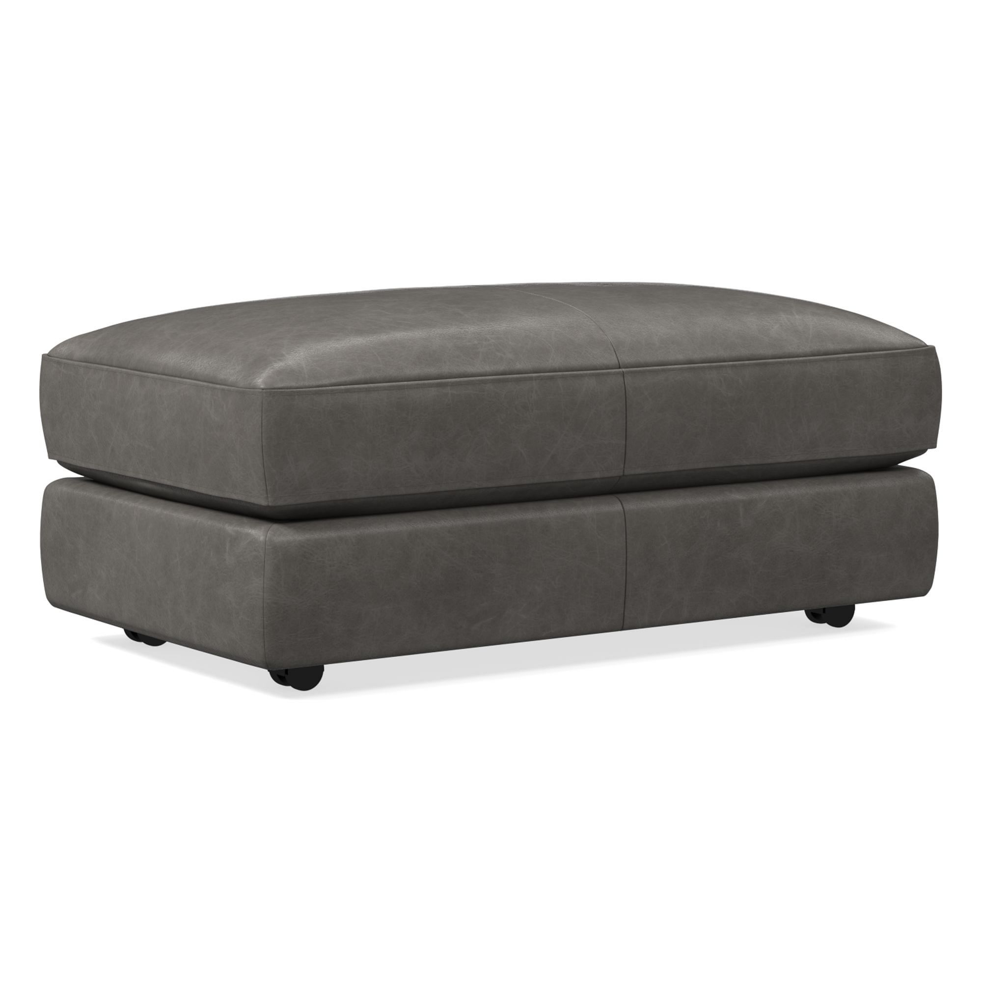 Haven Leather Ottoman | West Elm