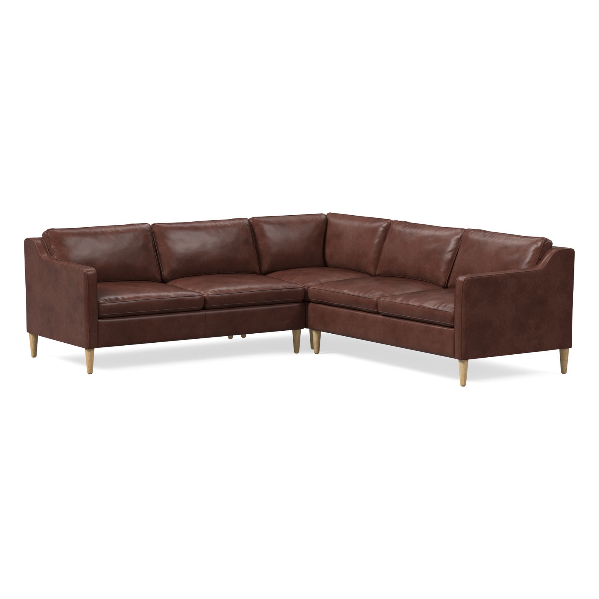 Hamilton Leather 3-Piece L-Shaped Sectional (88"–98") | West Elm