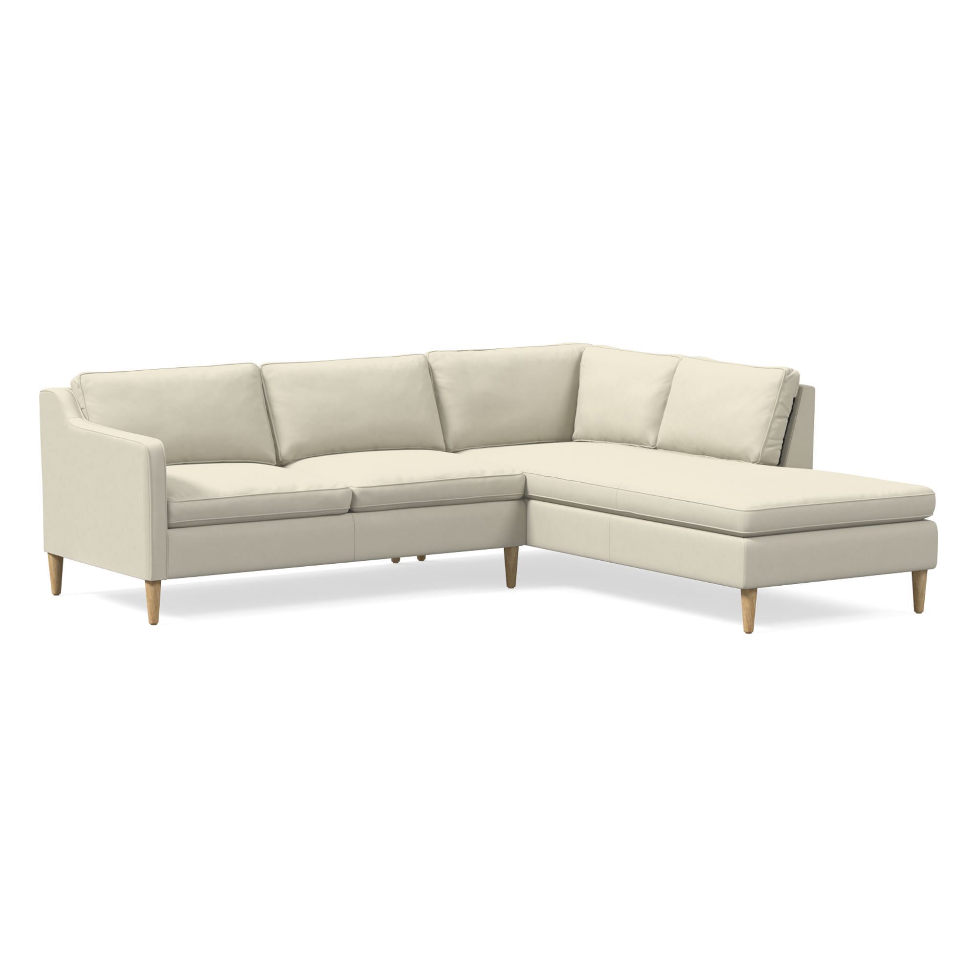 Hamilton Leather 2-Piece Bumper Chaise Sectional (88"–98") | West Elm