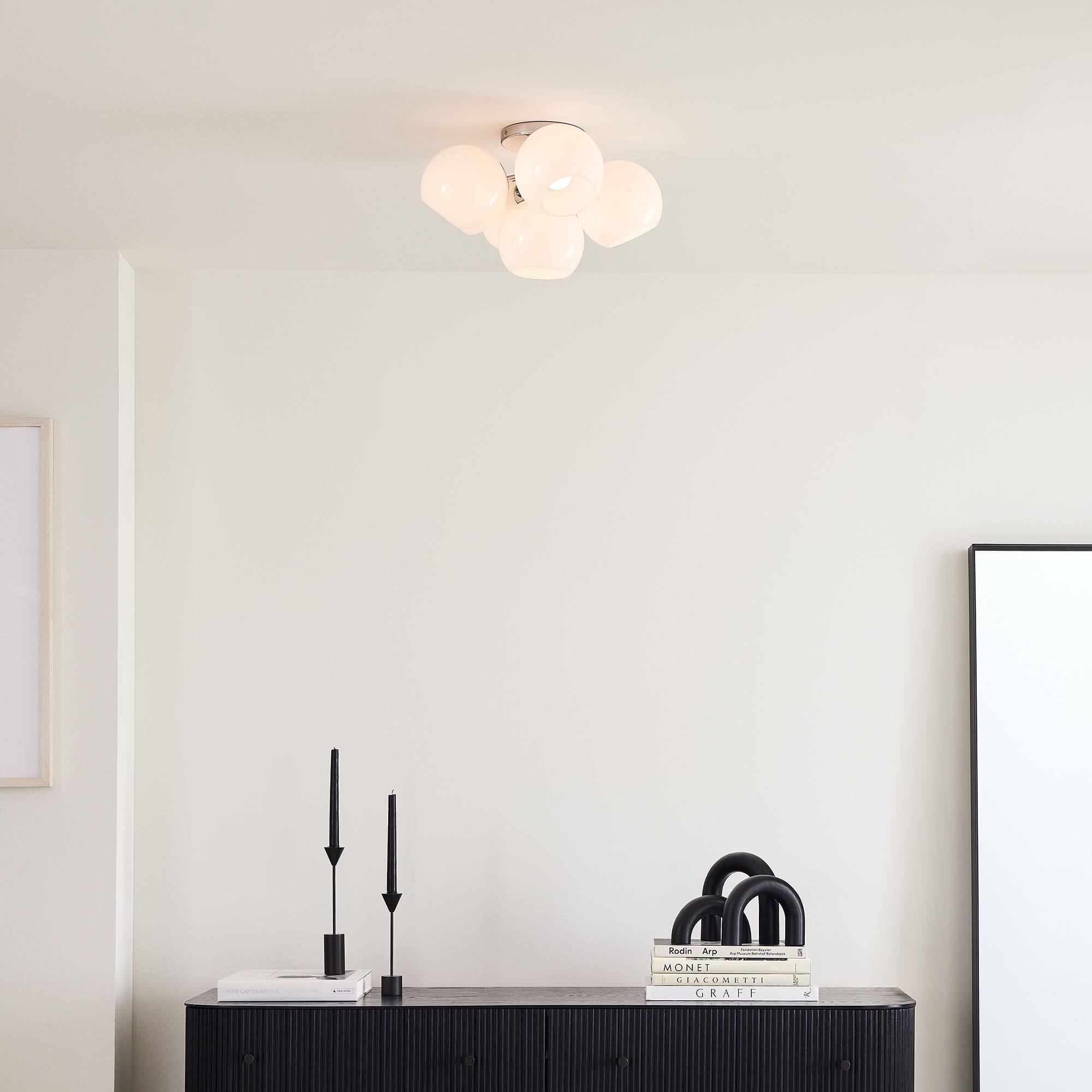 Staggered Glass Flush Mount Lighting, Milk | West Elm