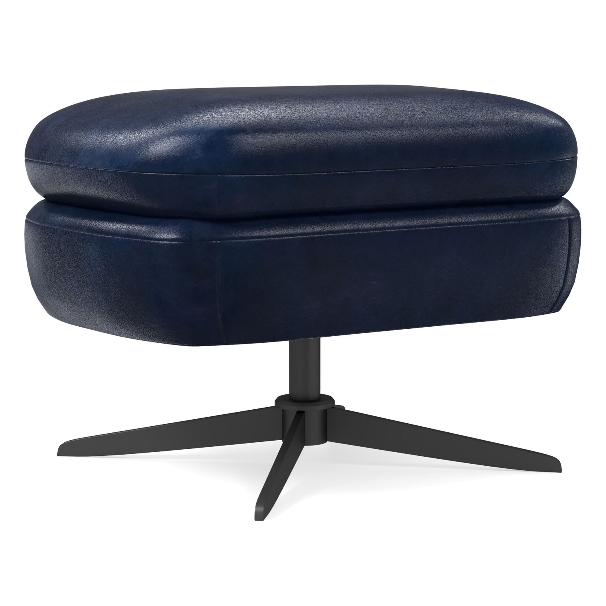 Crescent Leather Ottoman | West Elm