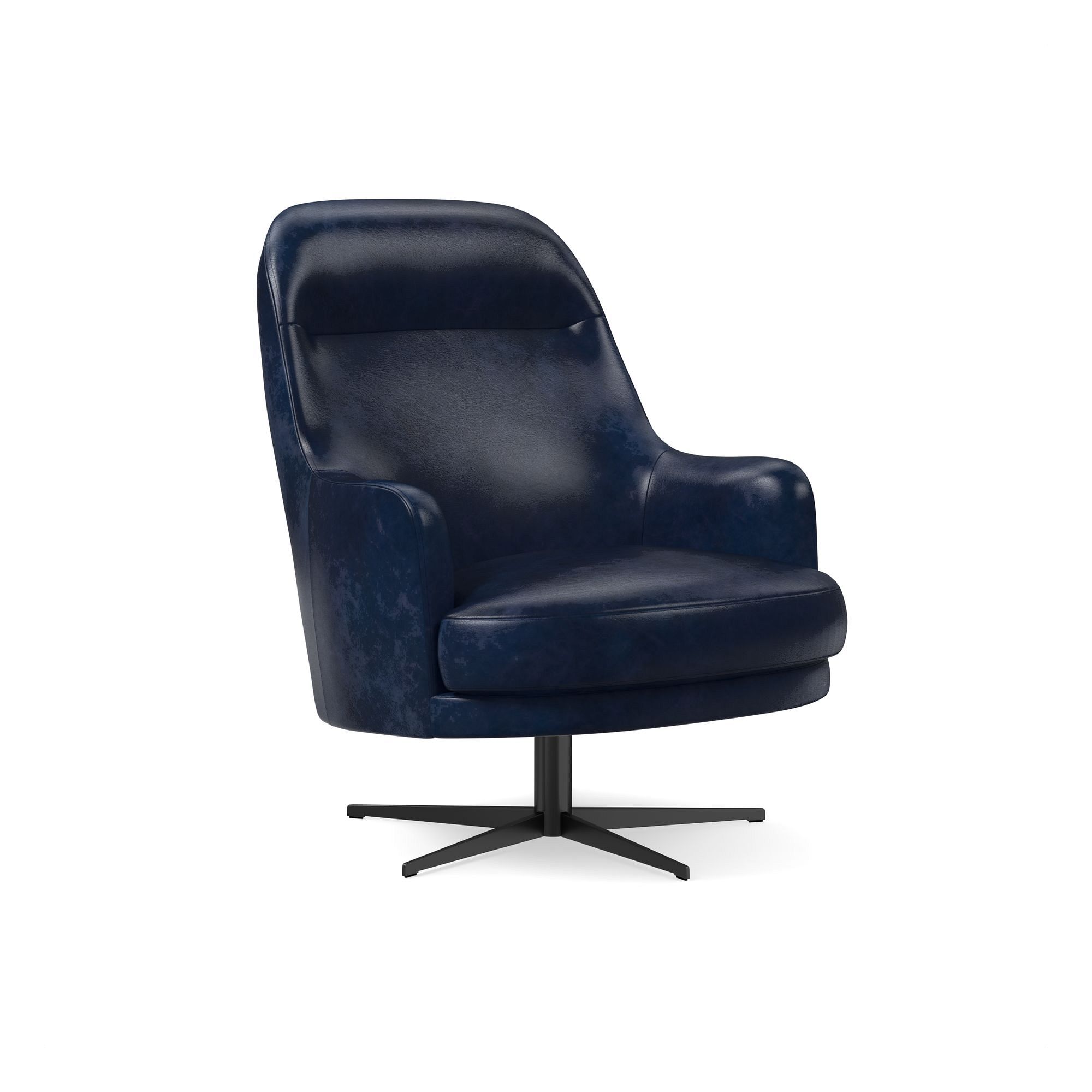 Viv Leather High-Back Swivel Chair | West Elm