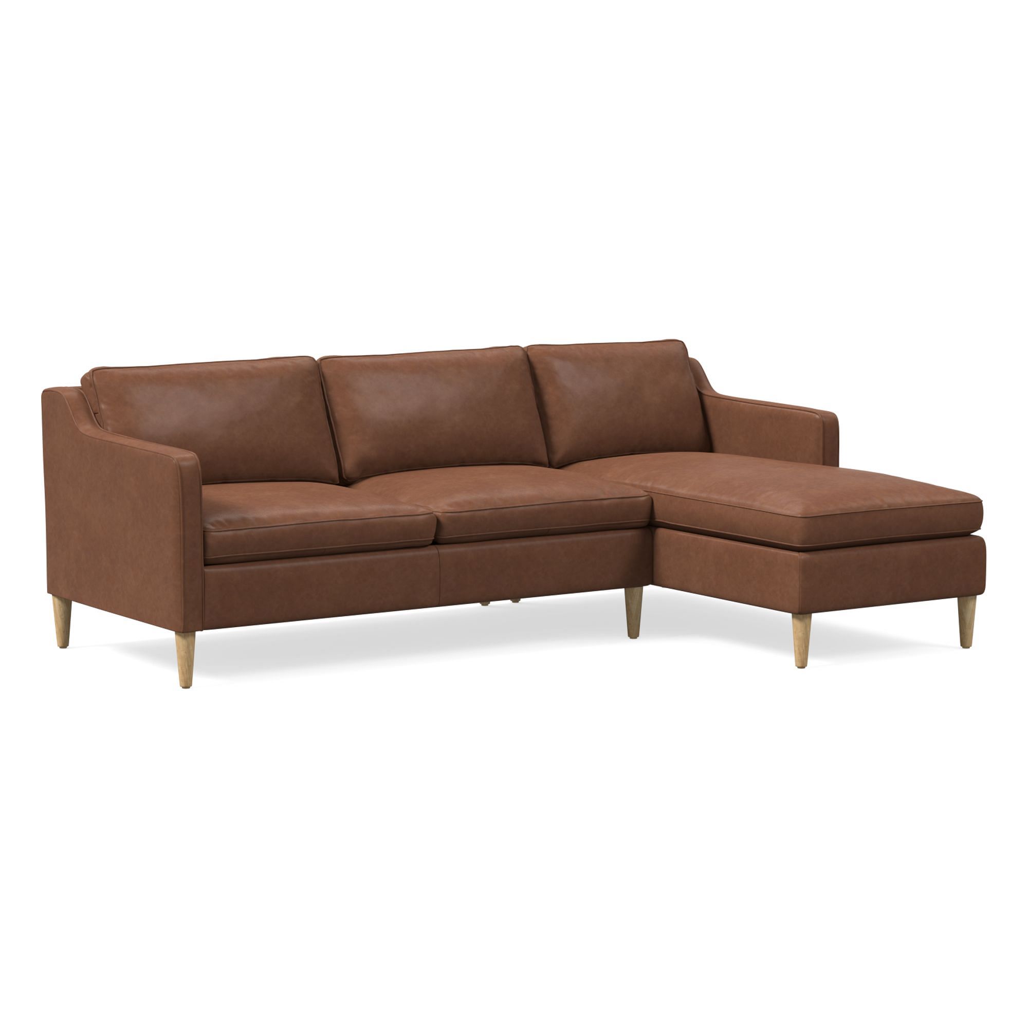 Hamilton Leather 2-Piece Chaise Sectional (83"–93") | West Elm