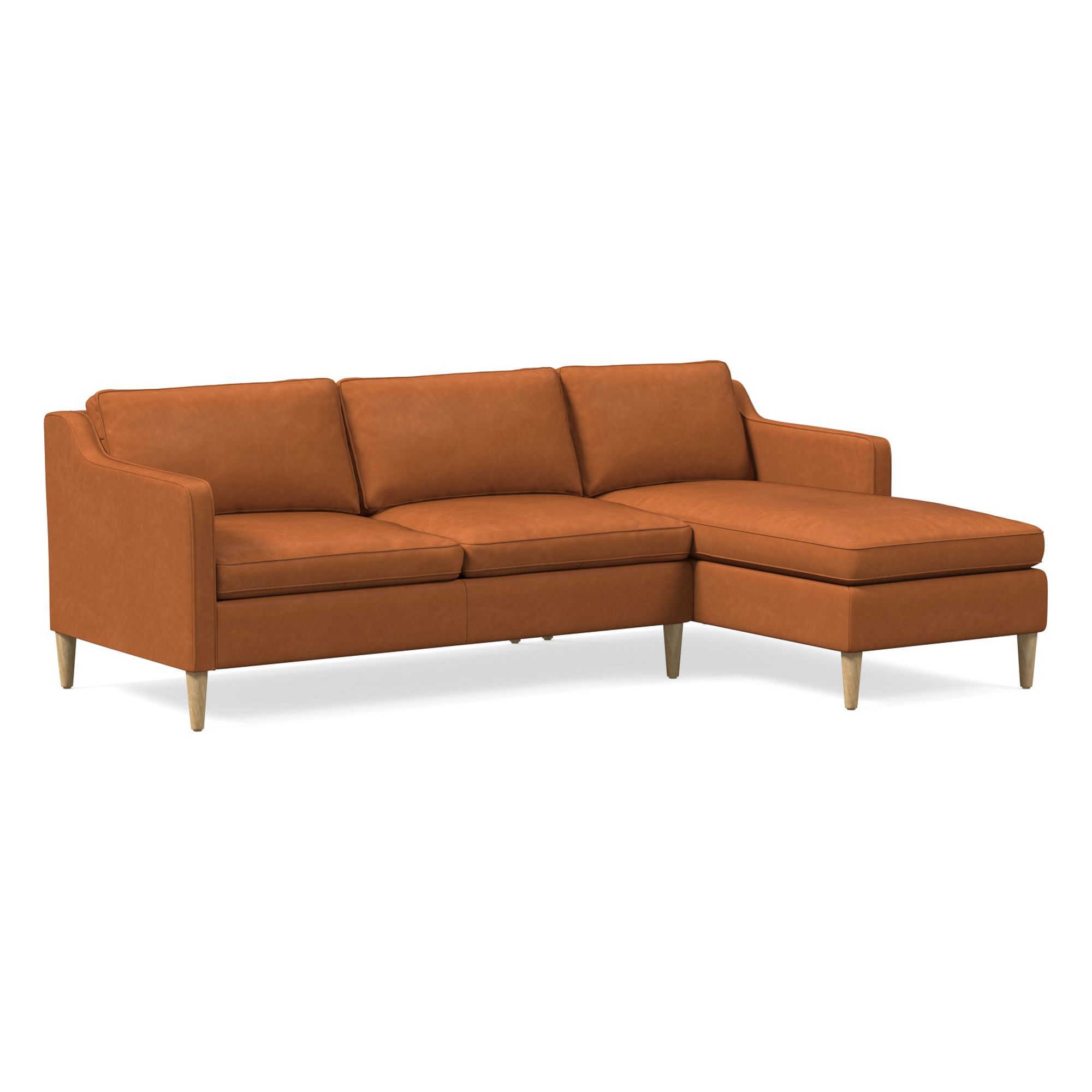 Hamilton Leather 2-Piece Chaise Sectional (83"–93") | West Elm