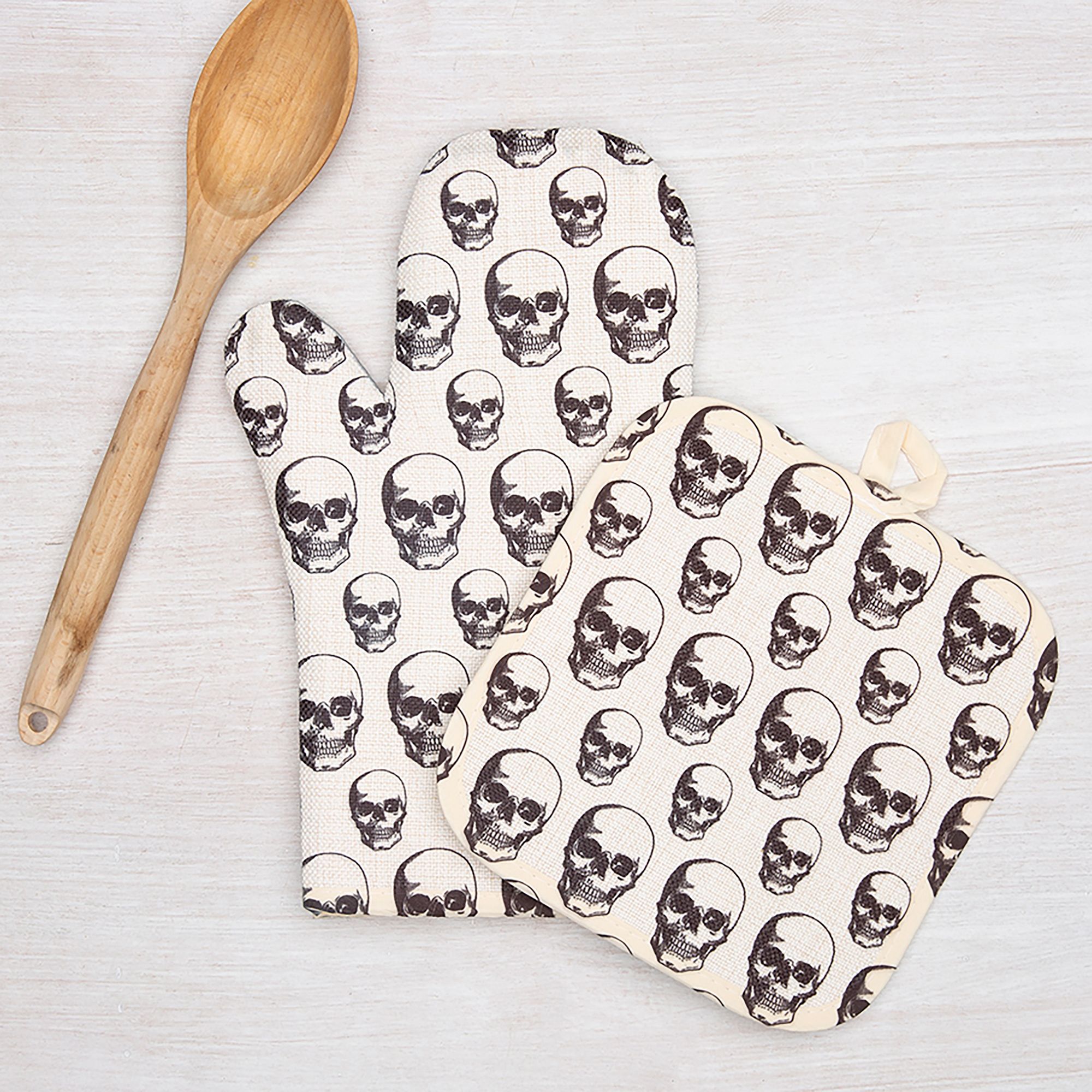 Counter Couture Skull Oven Mitt & Pot Holder | West Elm