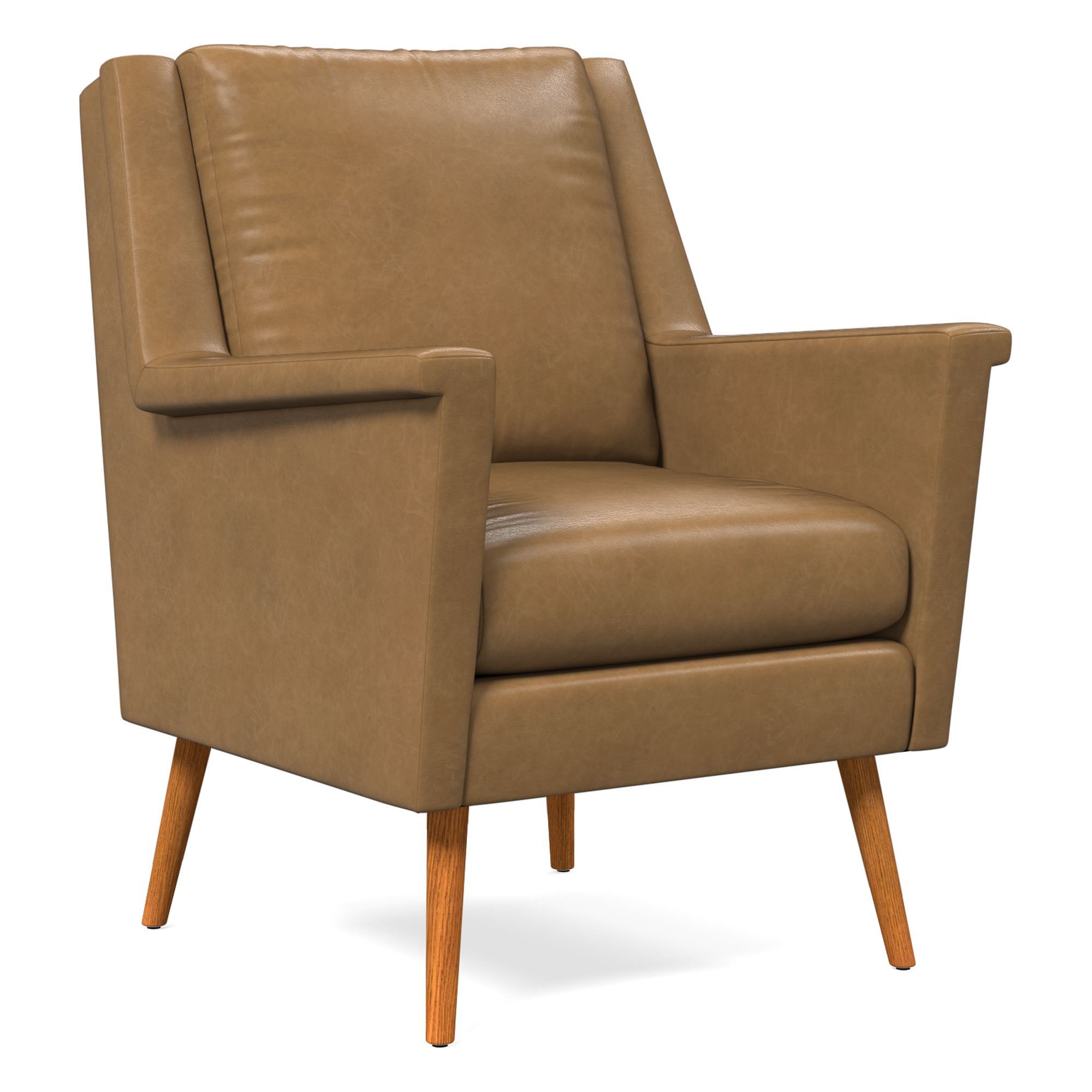 Carlo Leather Mid-Century Chair - Wood Legs | West Elm