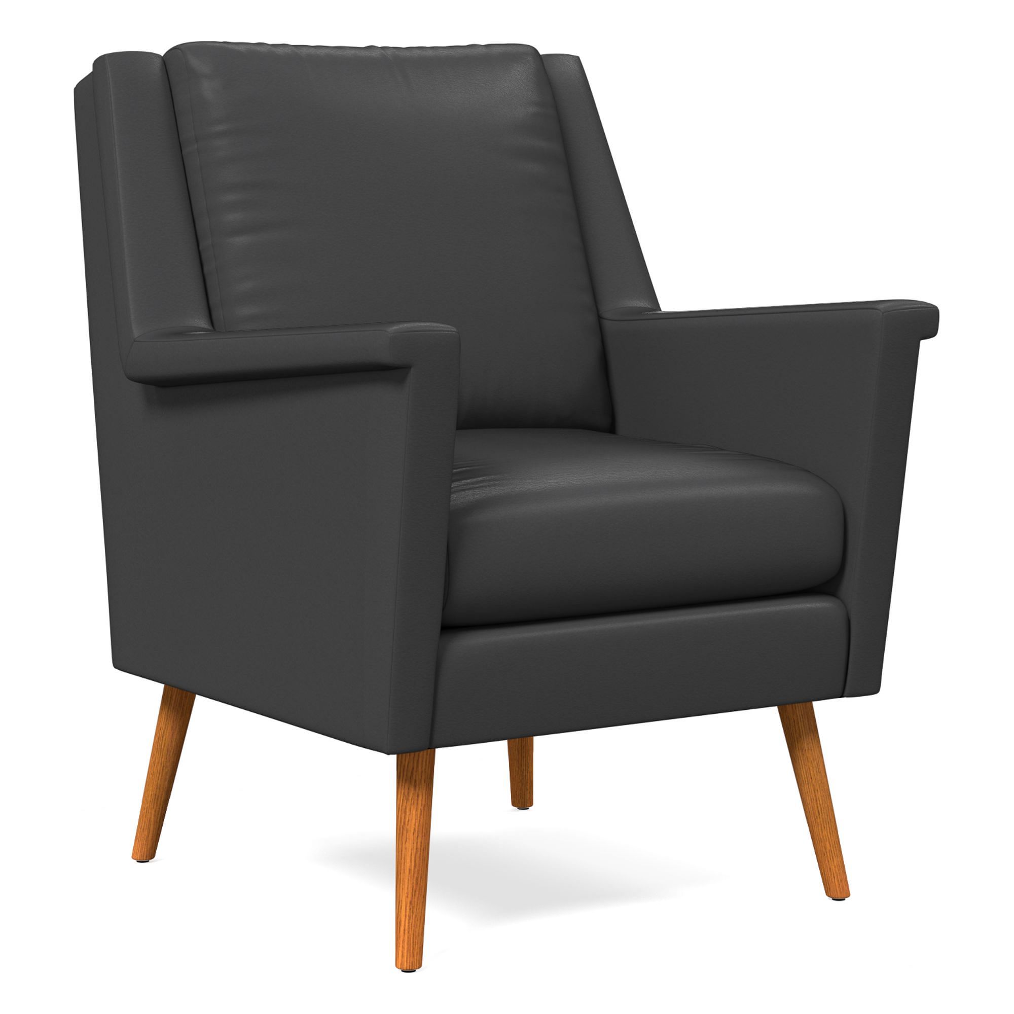 Carlo Leather Mid-Century Chair - Wood Legs | West Elm