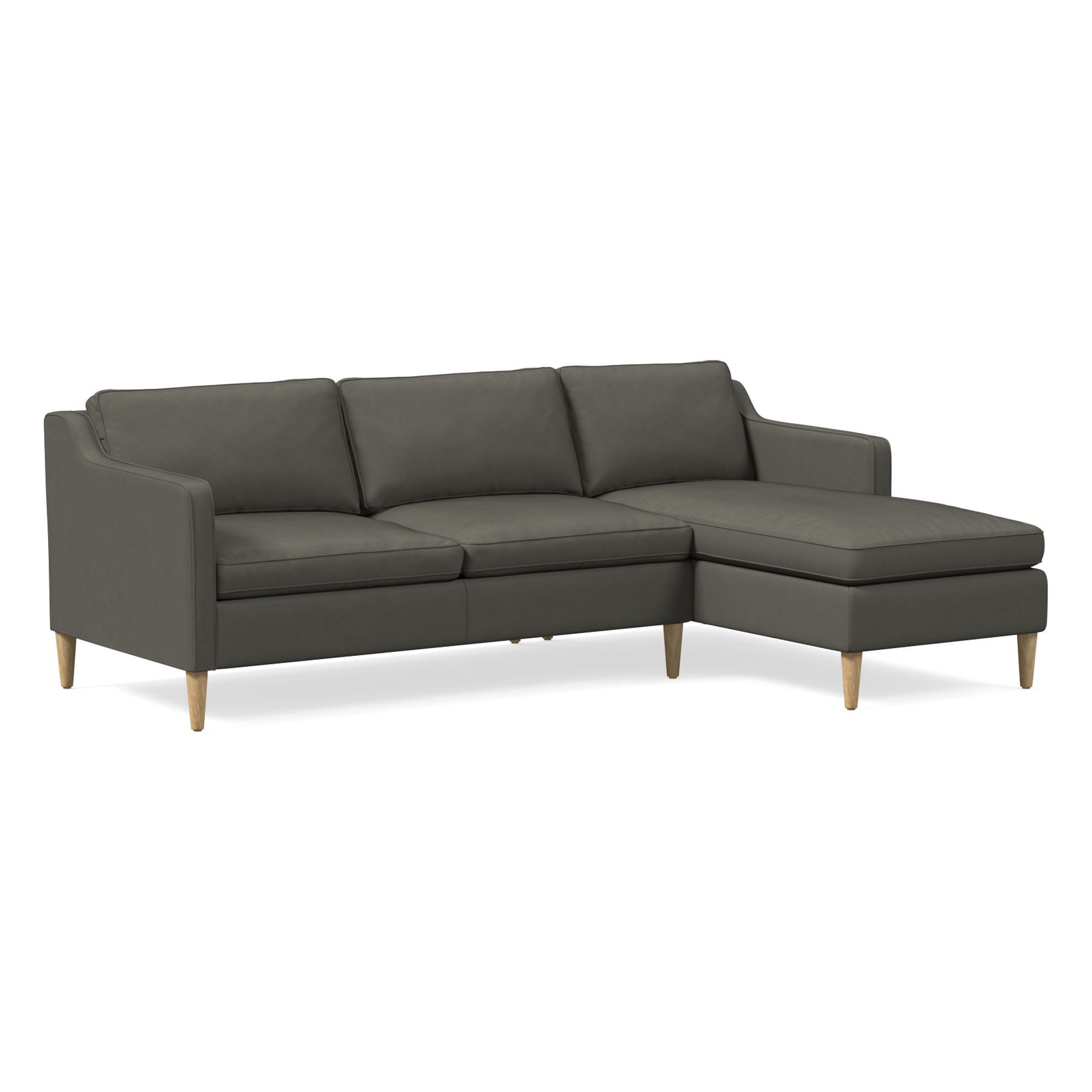 Hamilton Leather 2-Piece Chaise Sectional (83"–93") | West Elm