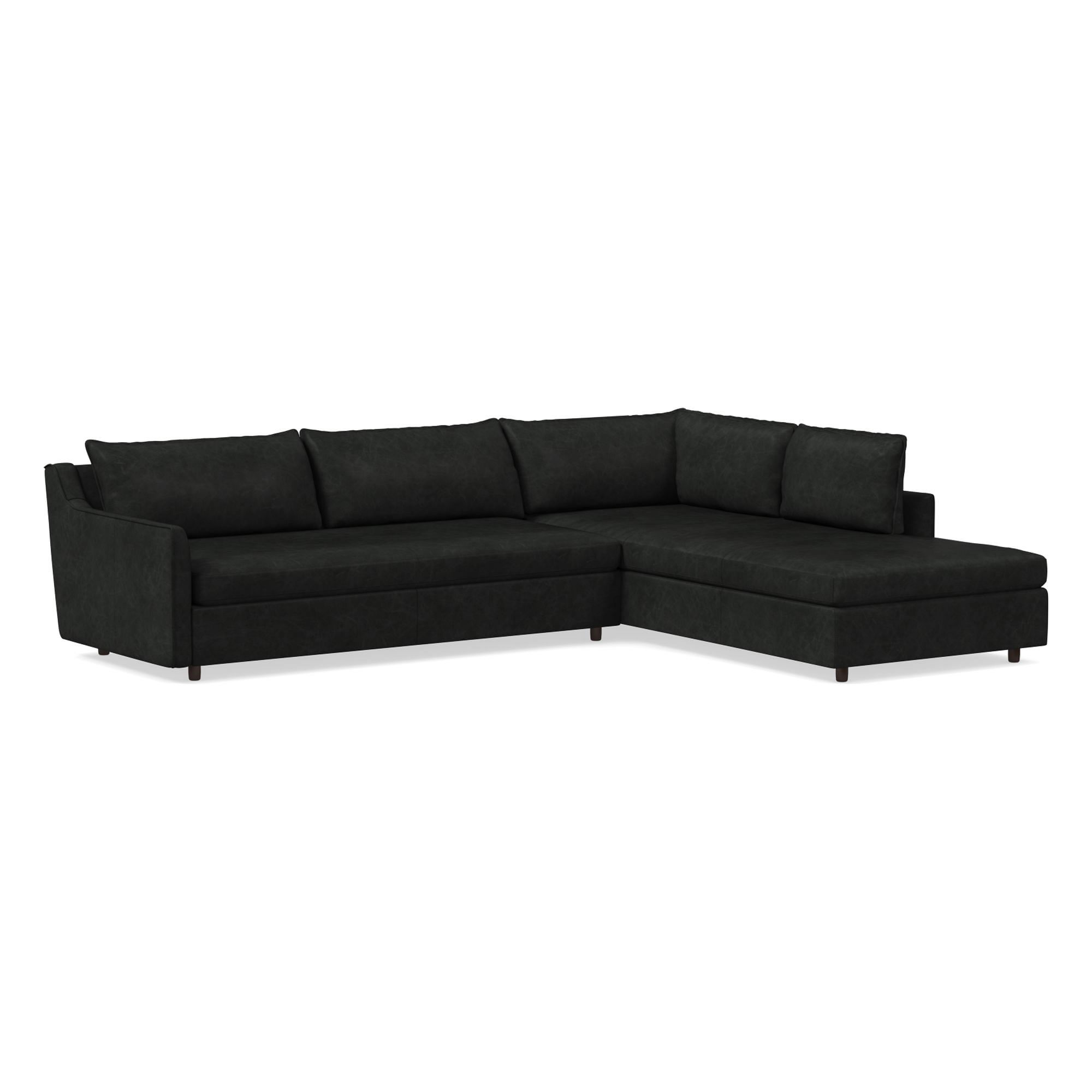 Easton Leather 2 Piece Terminal Chaise Sectional | Sofa With West Elm