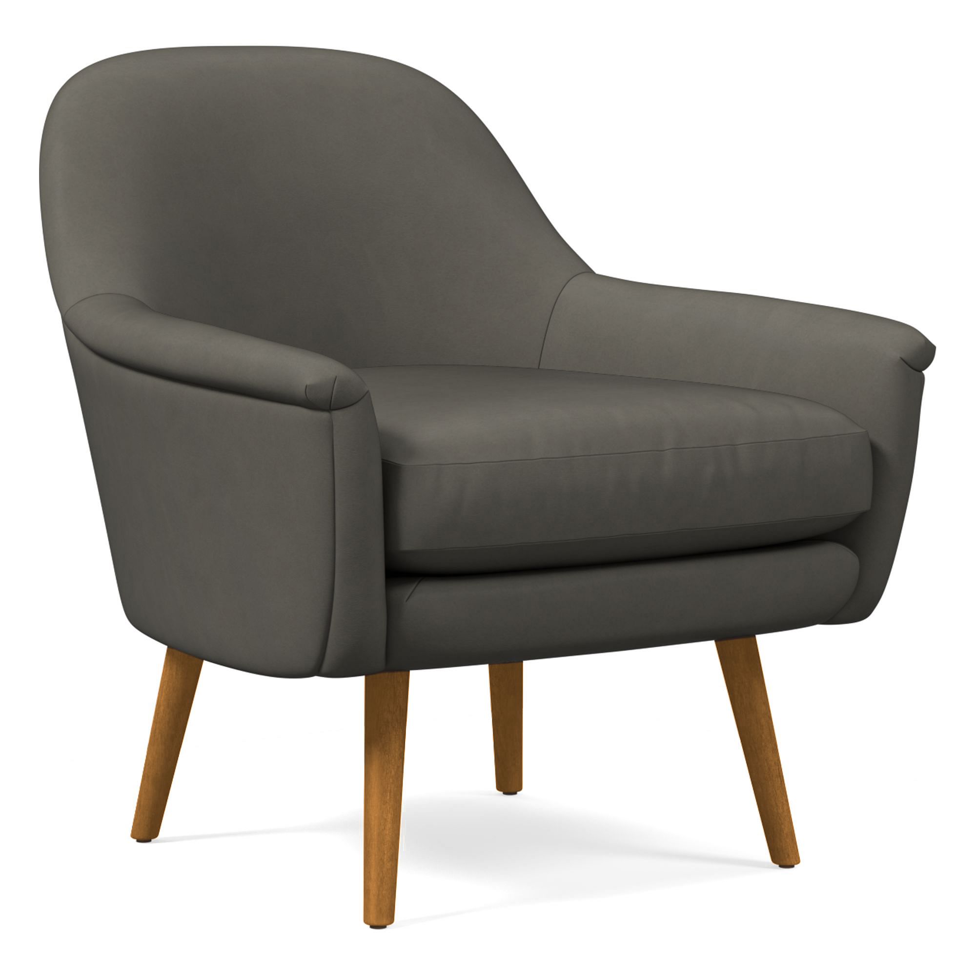 Phoebe Midcentury Chair, Poly, Halo Leather, Banker, Pecan