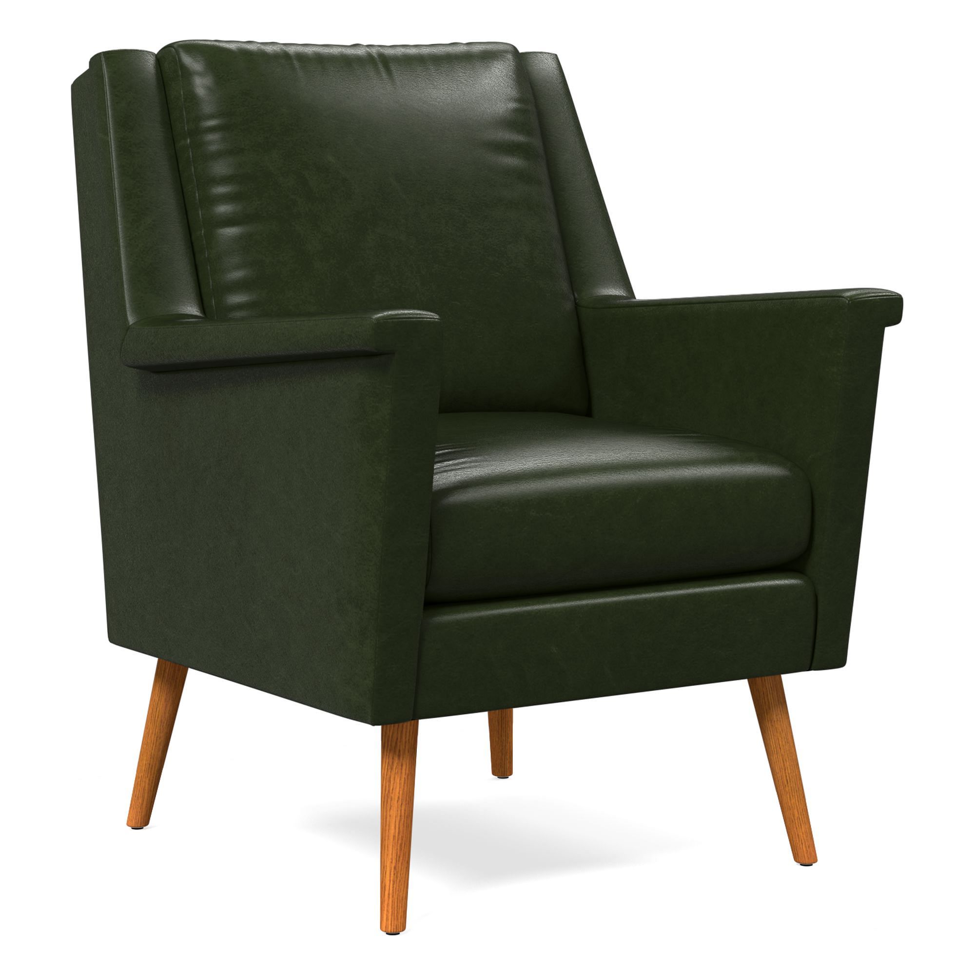 Carlo Leather Mid-Century Chair - Wood Legs | West Elm