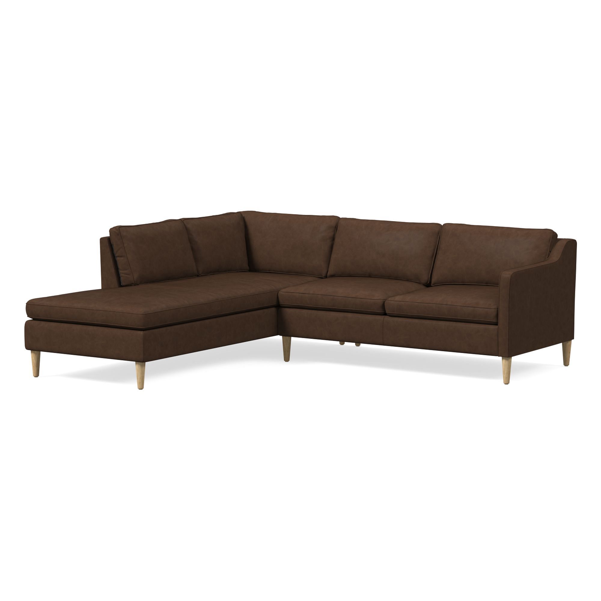 Hamilton Leather 2-Piece Bumper Chaise Sectional (88"–98") | West Elm