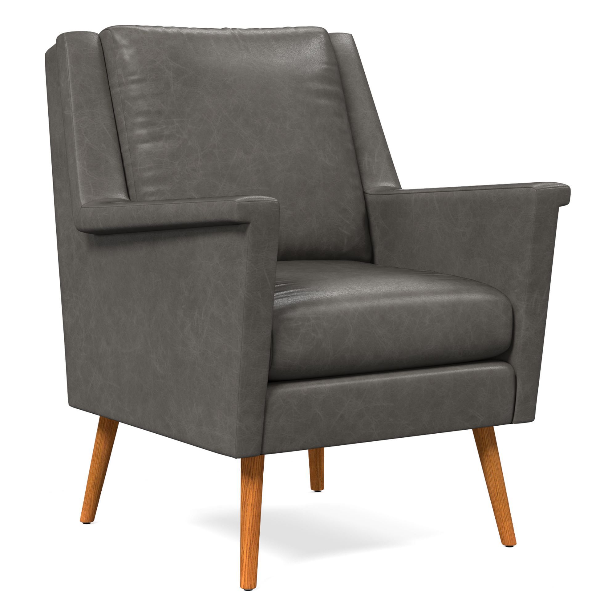 Carlo Leather Mid-Century Chair - Wood Legs | West Elm