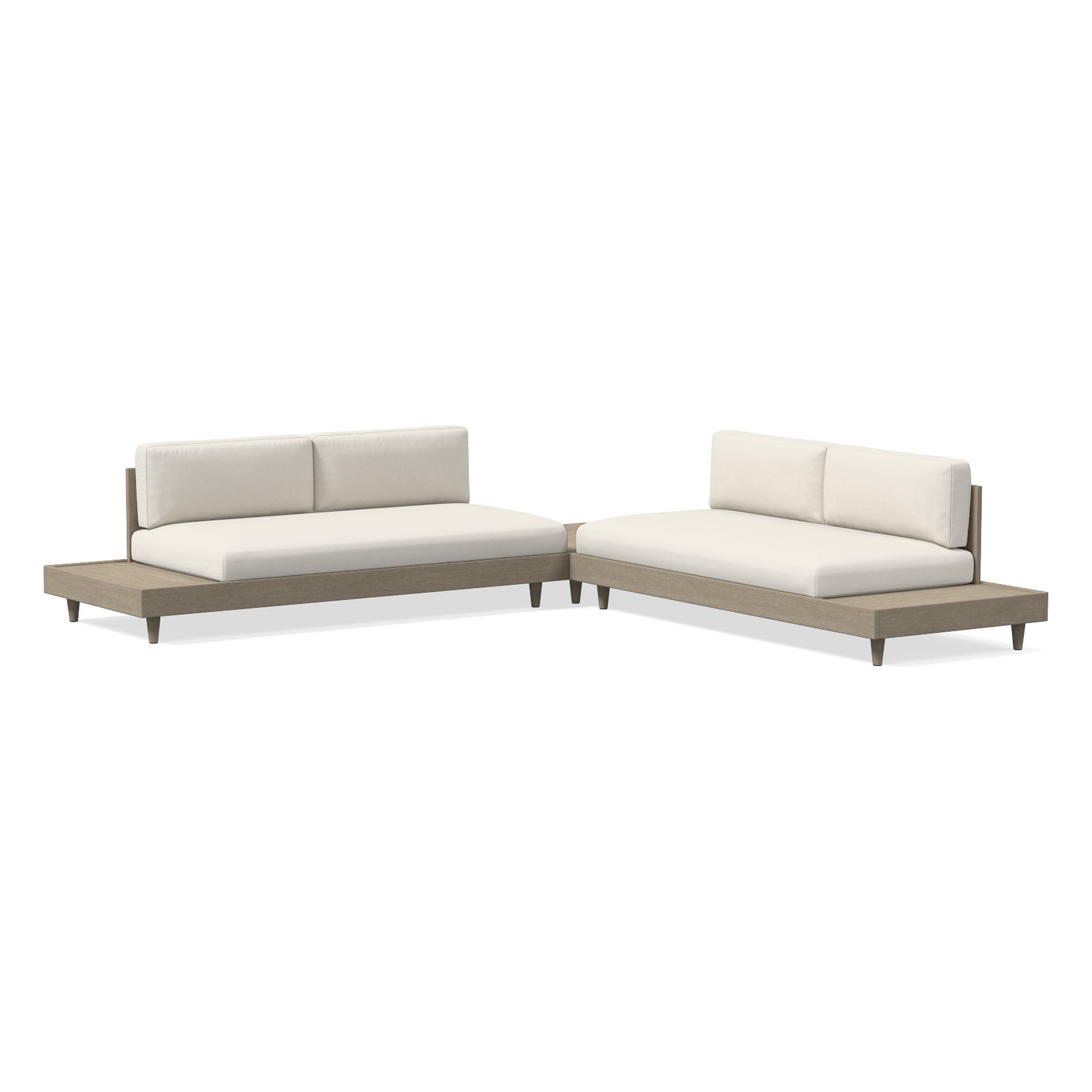 Portside Low Outdoor 3-Piece Sectional with Coffee Table Cushion Covers | West Elm